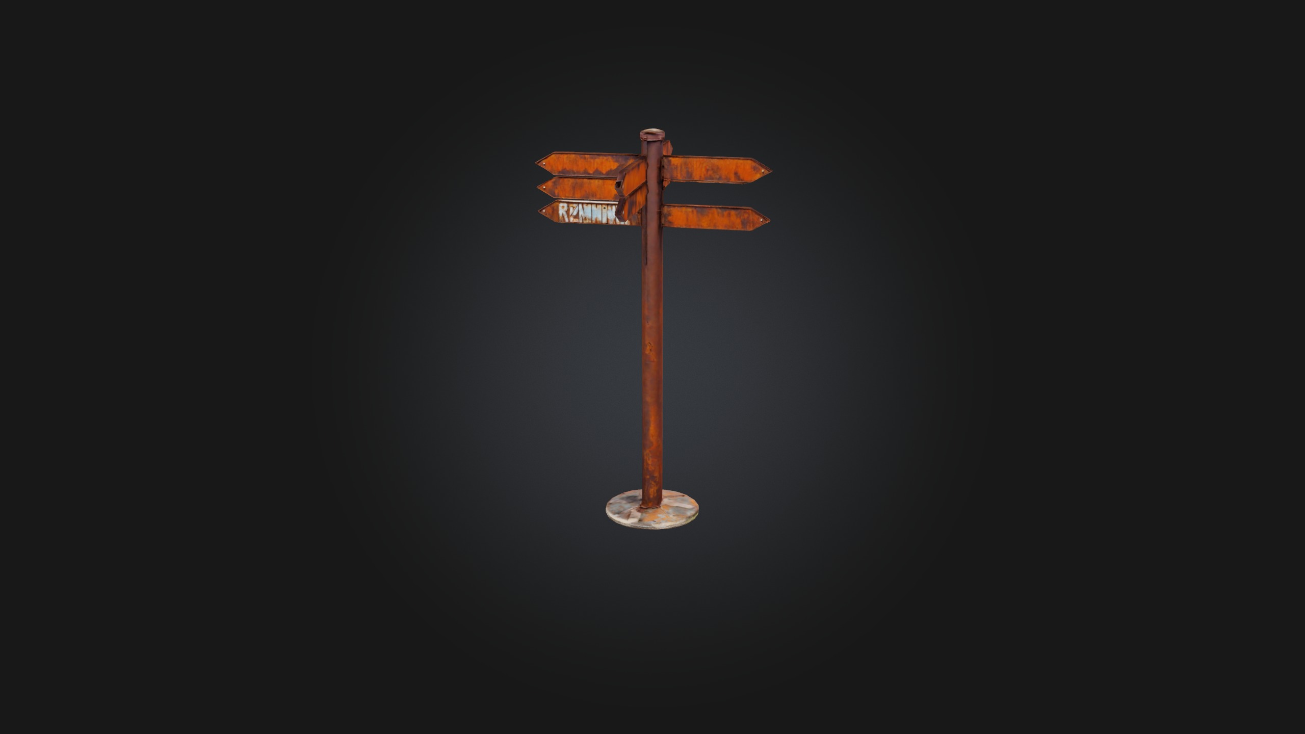 Rusted Sign Post Low-poly 3D model_2