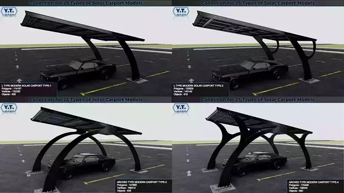Collection for 25 Types of Solar Carport Models