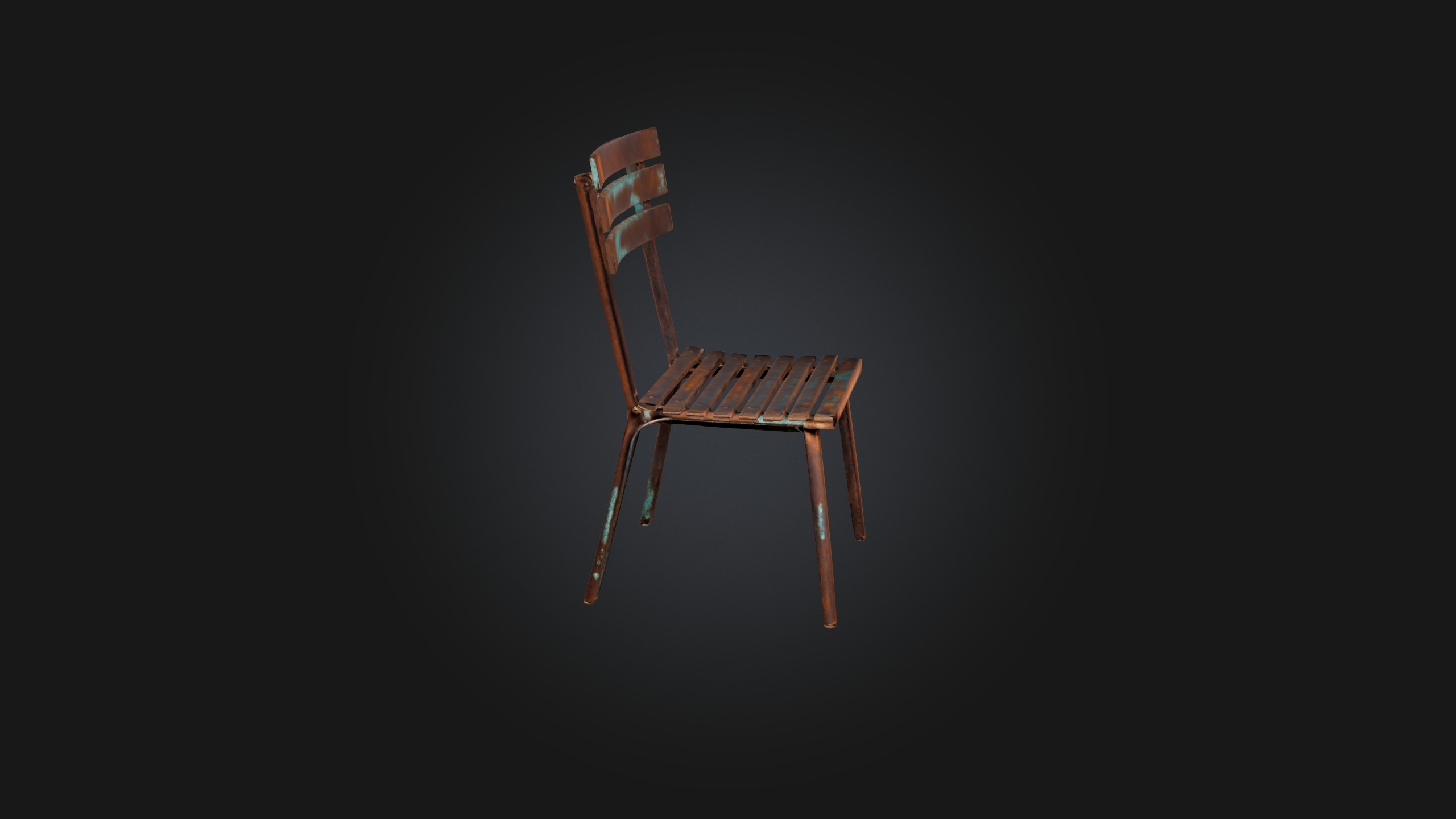 Rusted Metal Chair Low-poly 3D model_2