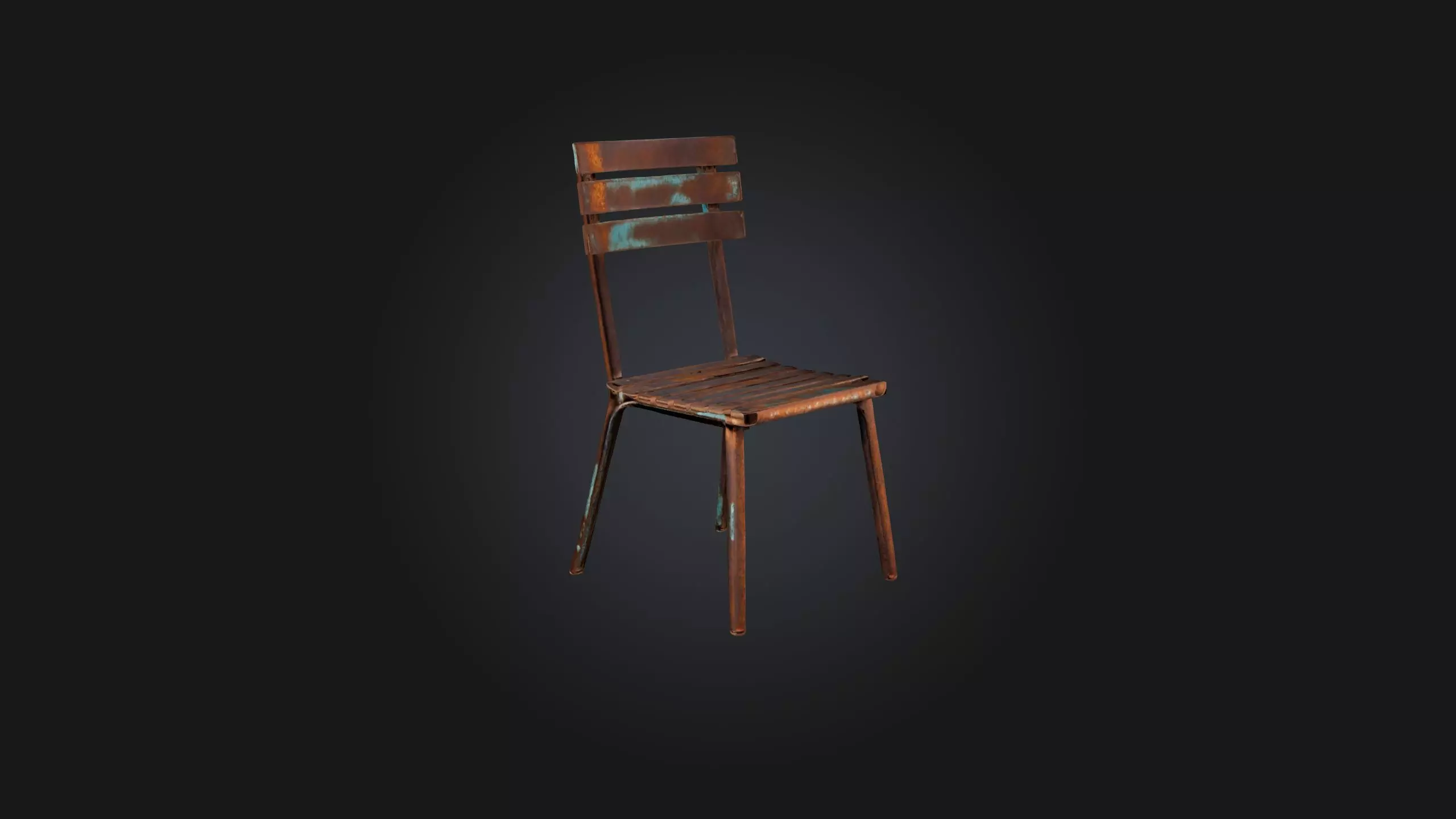 Rusted Metal Chair Low-poly 3D model_0