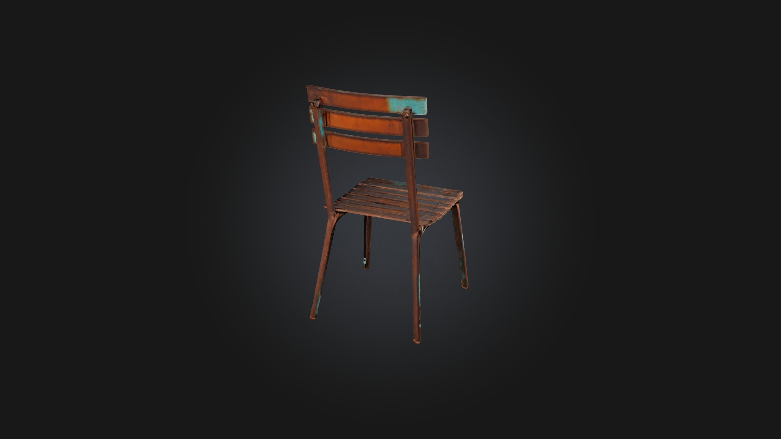 Rusted Metal Chair Low-poly 3D model_6