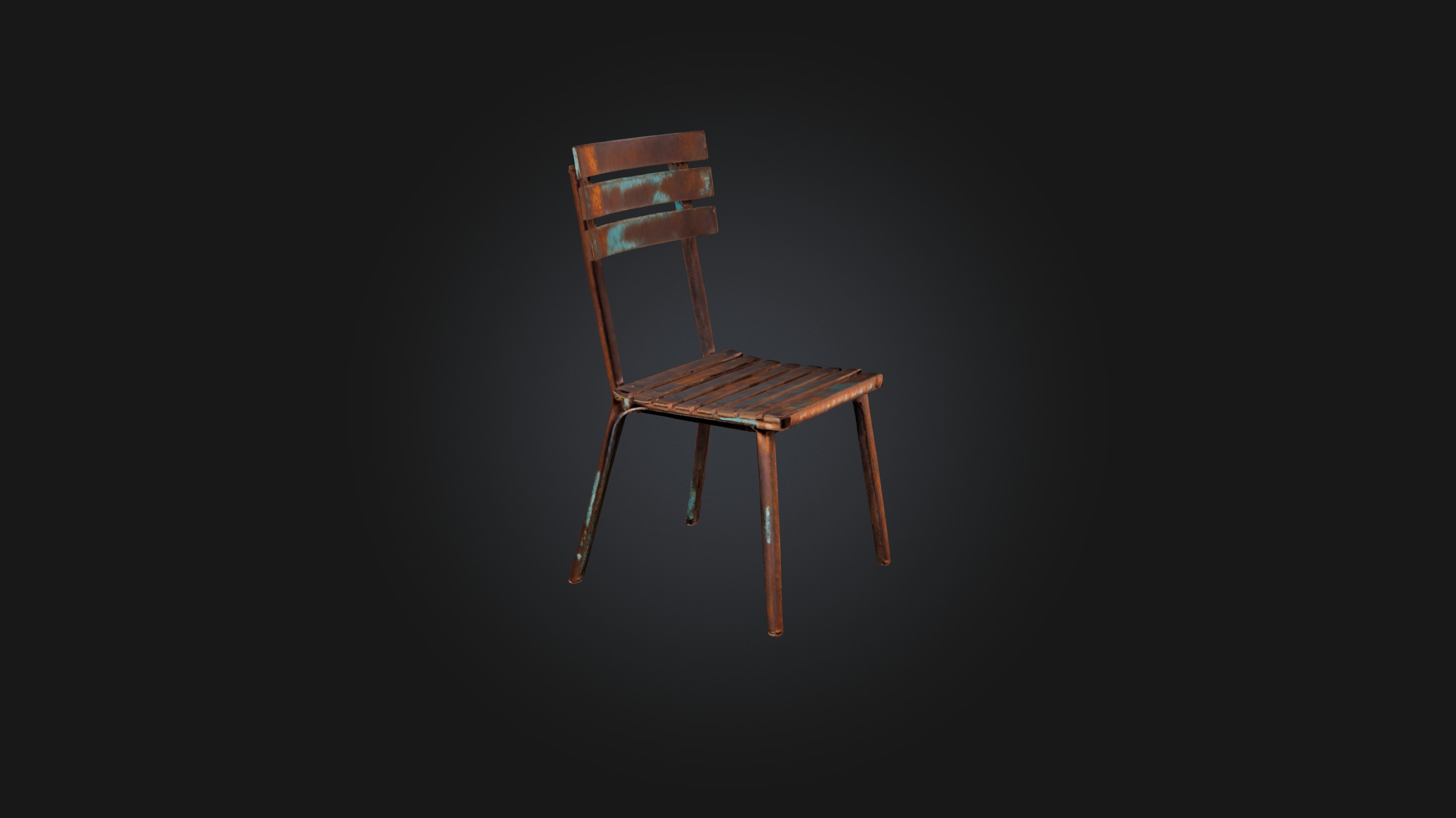 Rusted Metal Chair Low-poly 3D model_1