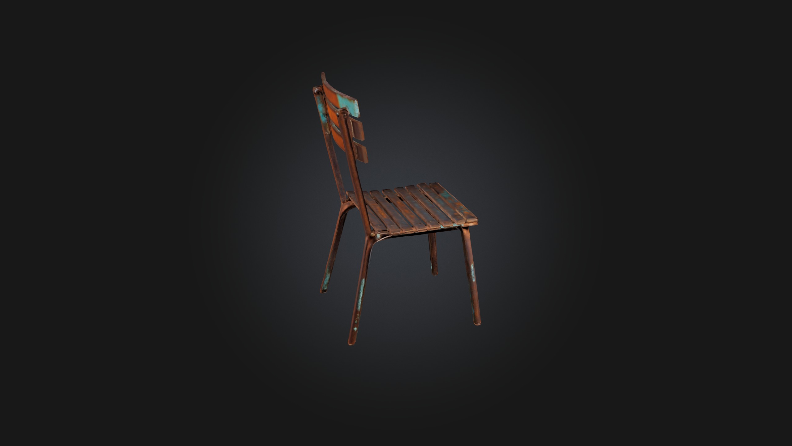Rusted Metal Chair Low-poly 3D model_4