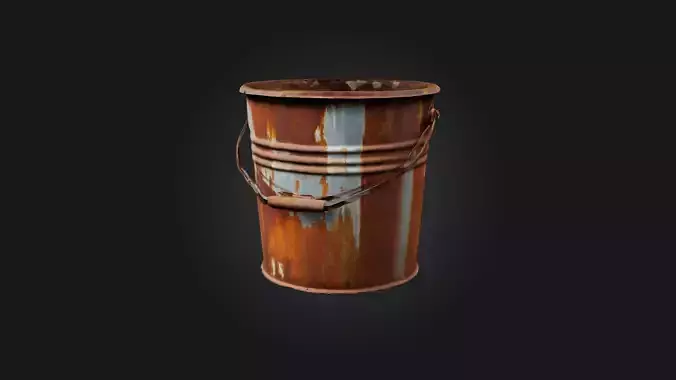 Rusted Metal Bucket Low-poly 3D model