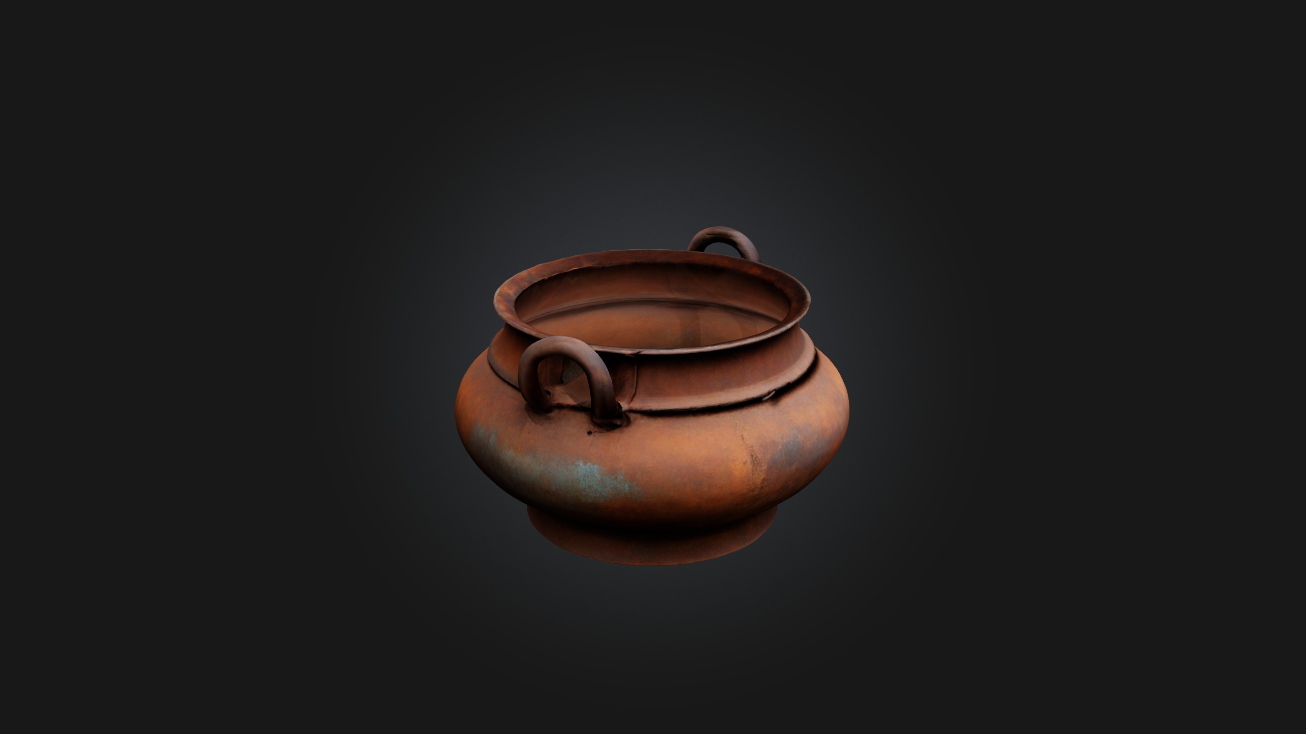 Rusted Iron Pot Low-poly 3D model_6
