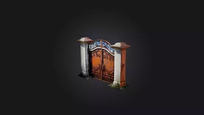 Rusted Iron Gate Low-poly 3D model