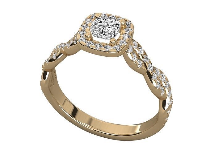 Cushion Cut Engagement Ring Jewelry 3D print model