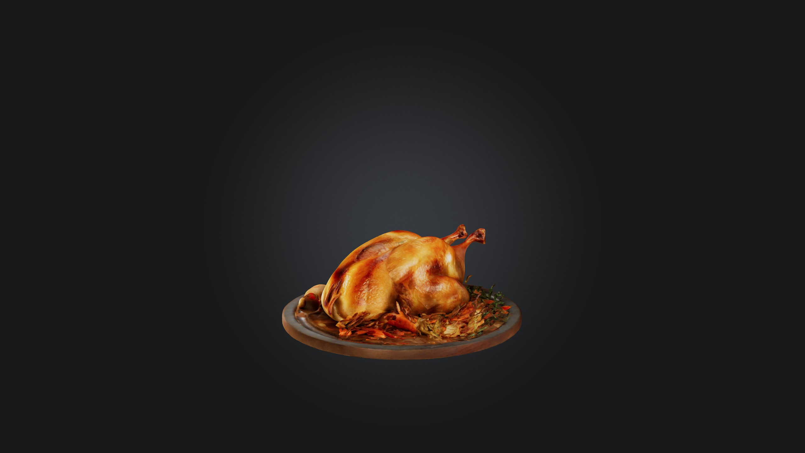Roast Chicken Model Low-poly 3D model_1
