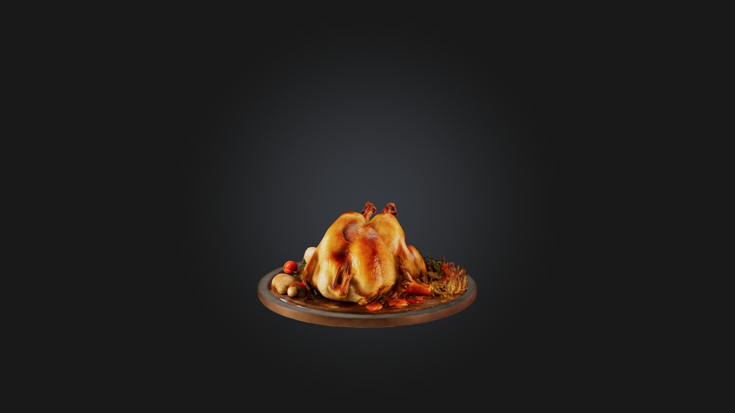 Roast Chicken Model Low-poly 3D model_3