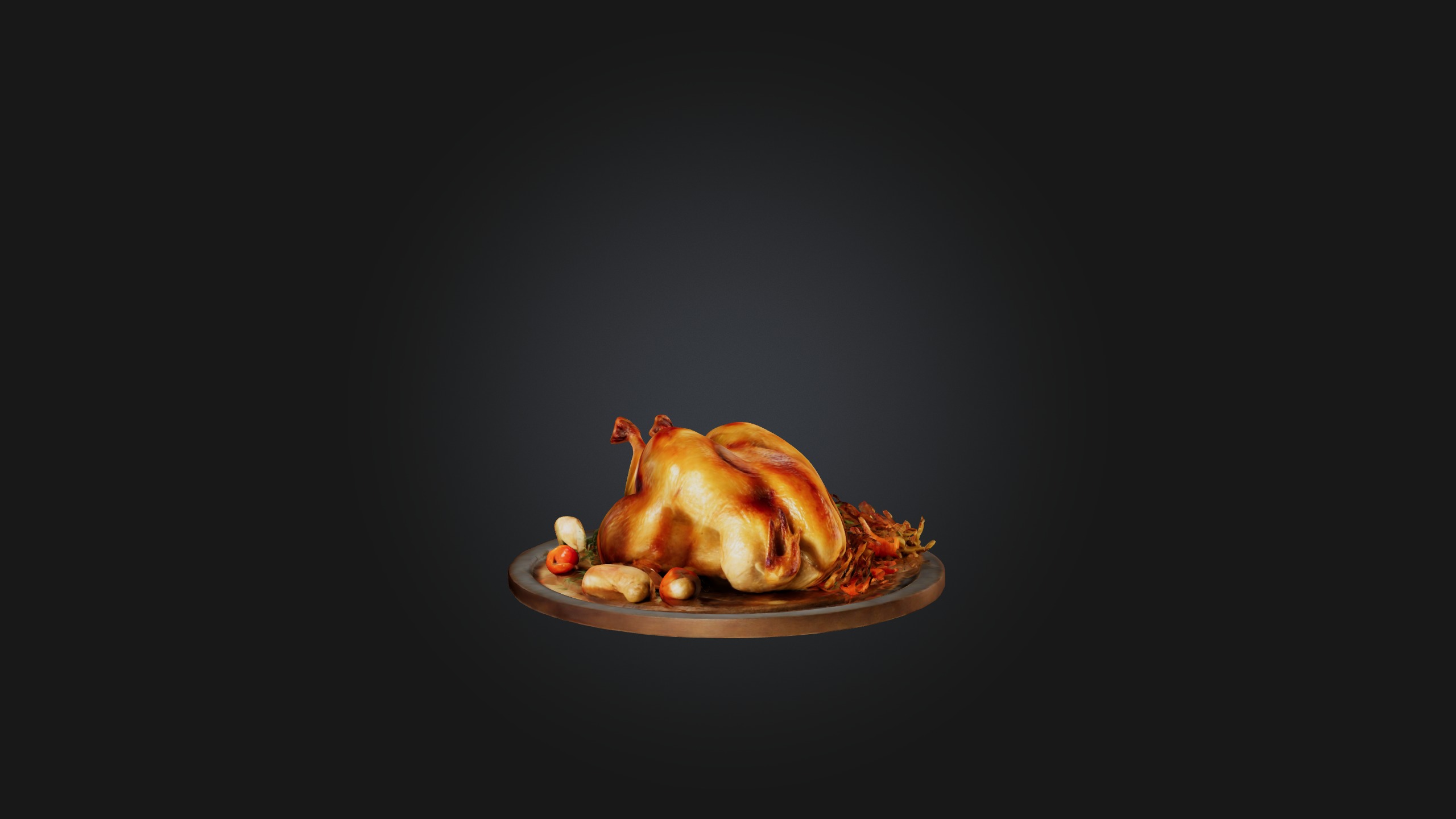 Roast Chicken Model Low-poly 3D model_4