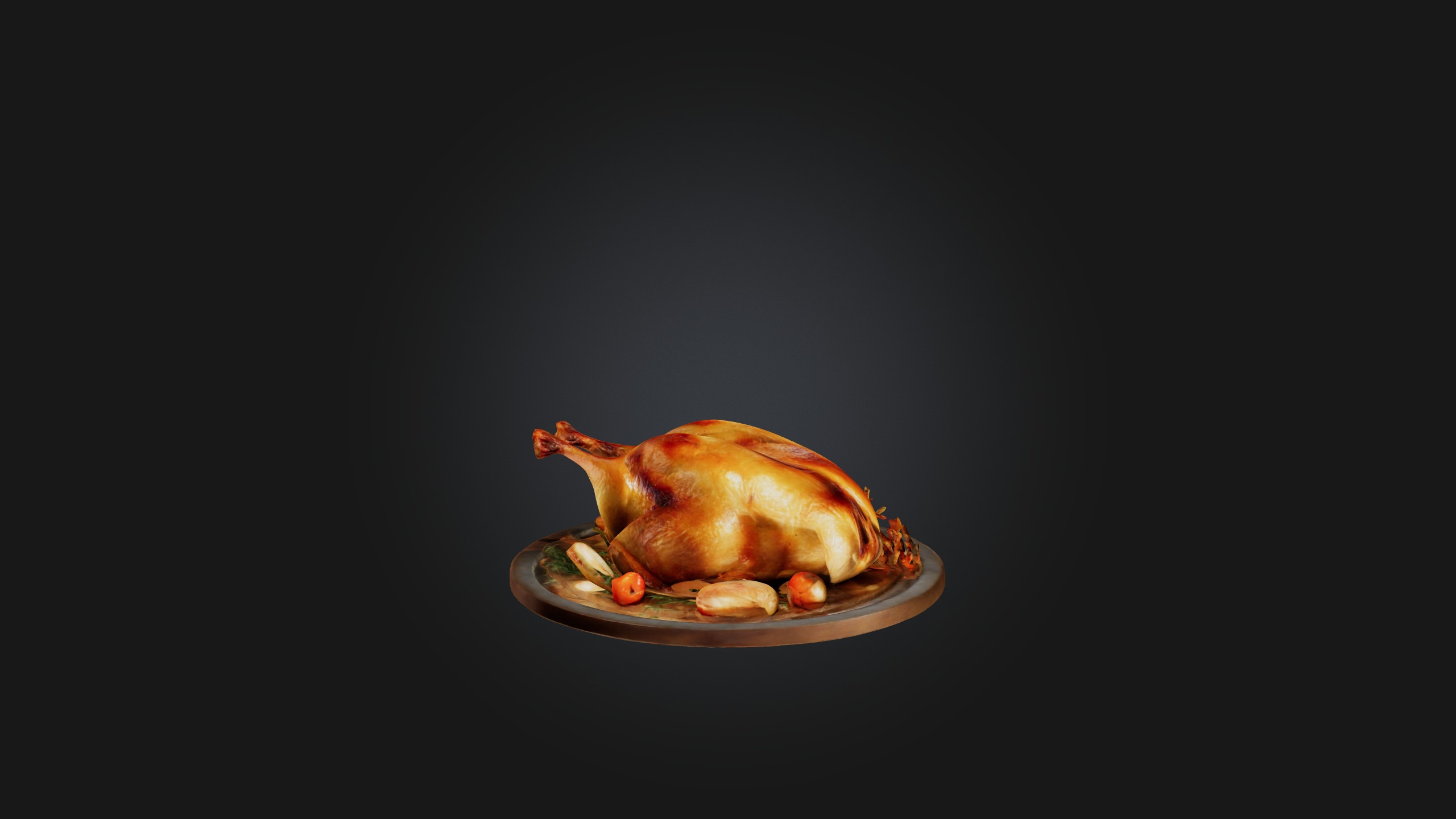 Roast Chicken Model Low-poly 3D model_6