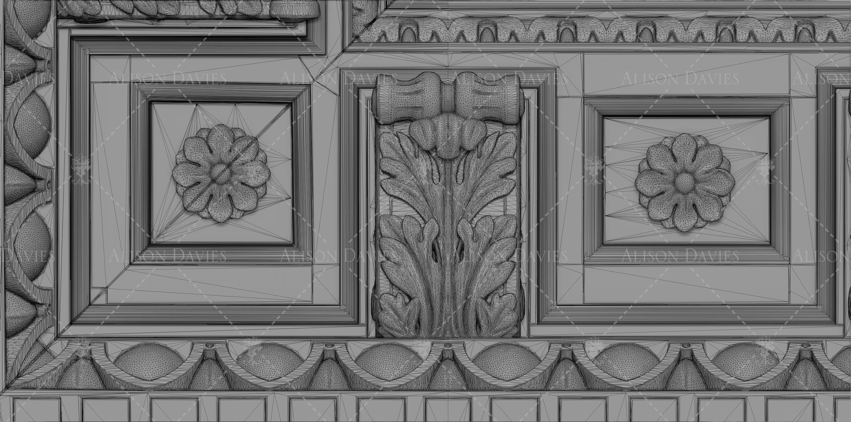 Dentil Acanthus Bracket Cornice for dollhouse 3D print model 3D print model_4