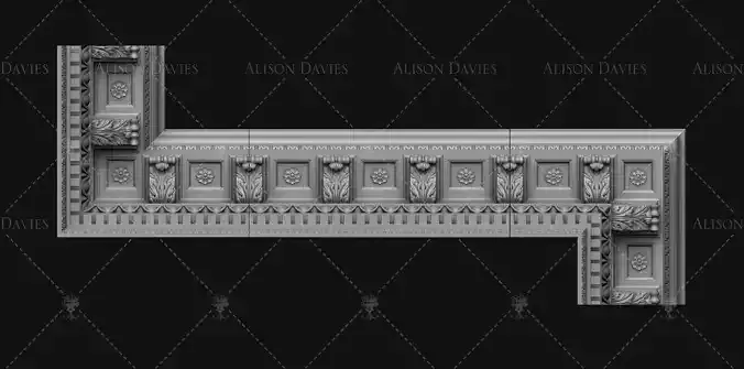 Dentil Acanthus Bracket Cornice for dollhouse 3D print model