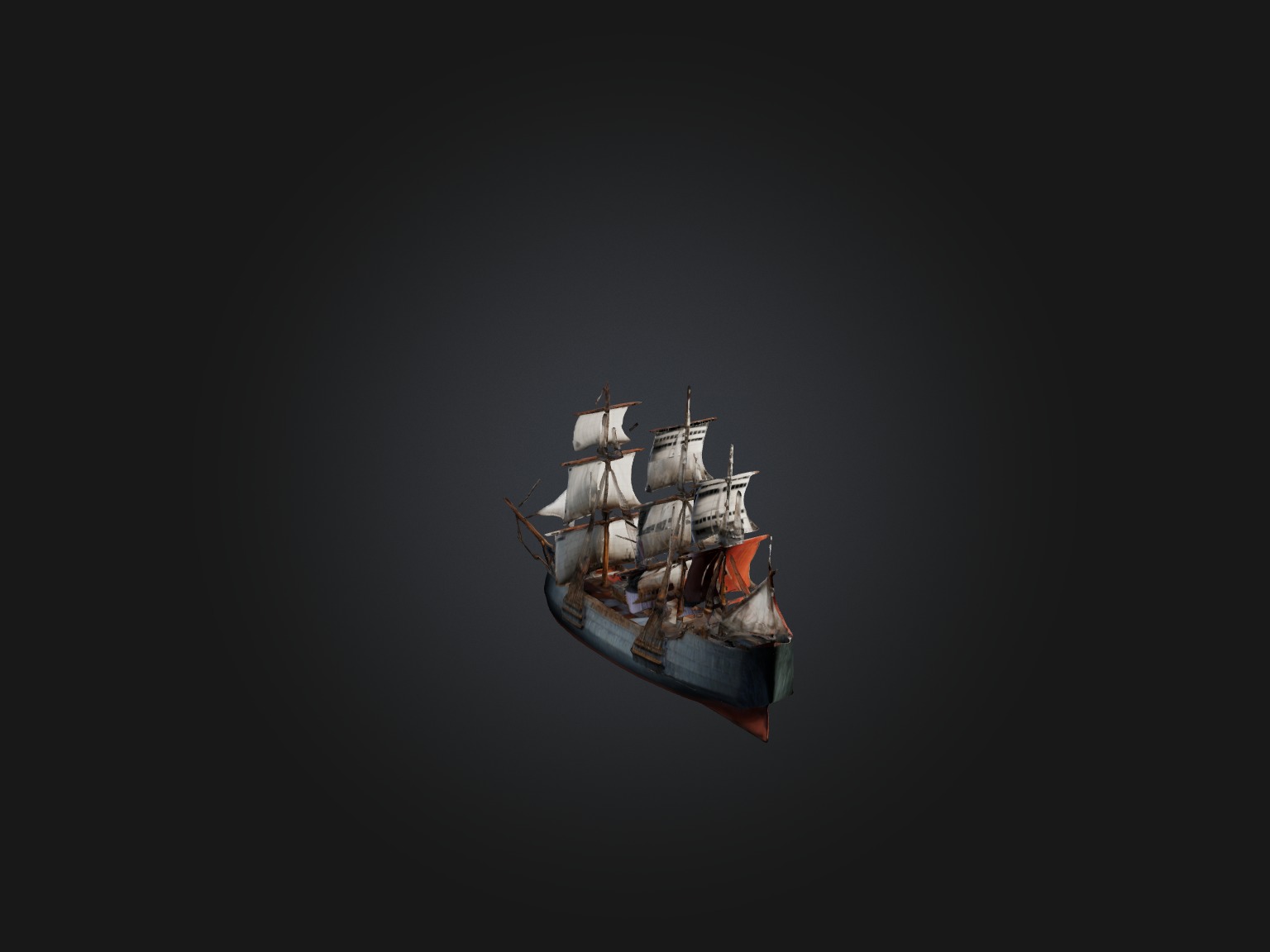 Realistic Ship Model Low-poly 3D model_4