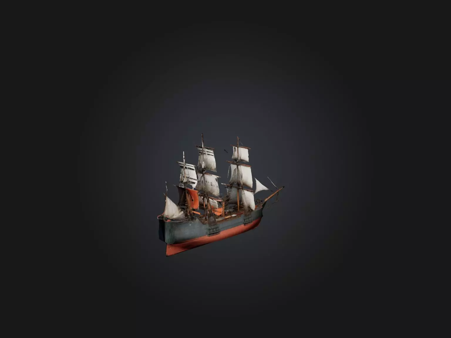 Realistic Ship Model Low-poly 3D model_0