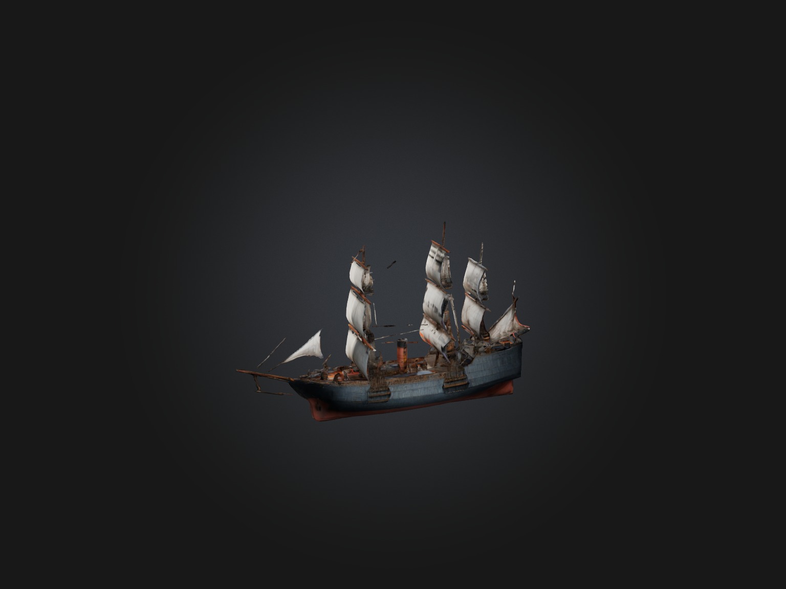 Realistic Ship Model Low-poly 3D model_6