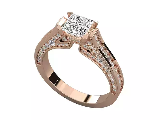 Princess Cut Diamond Vintage Anniversary Ring 3D print model