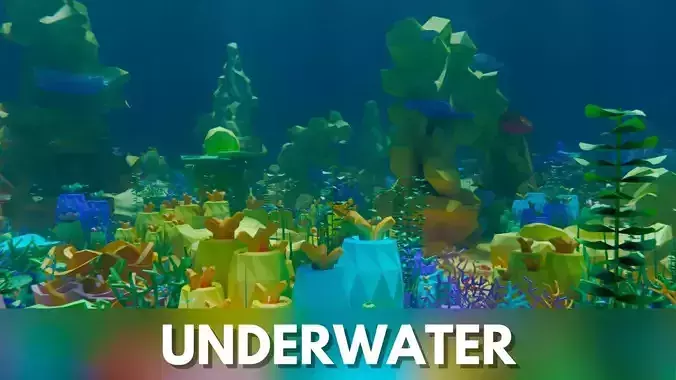 low poly Nature Underwater world pack Low-poly 3D model