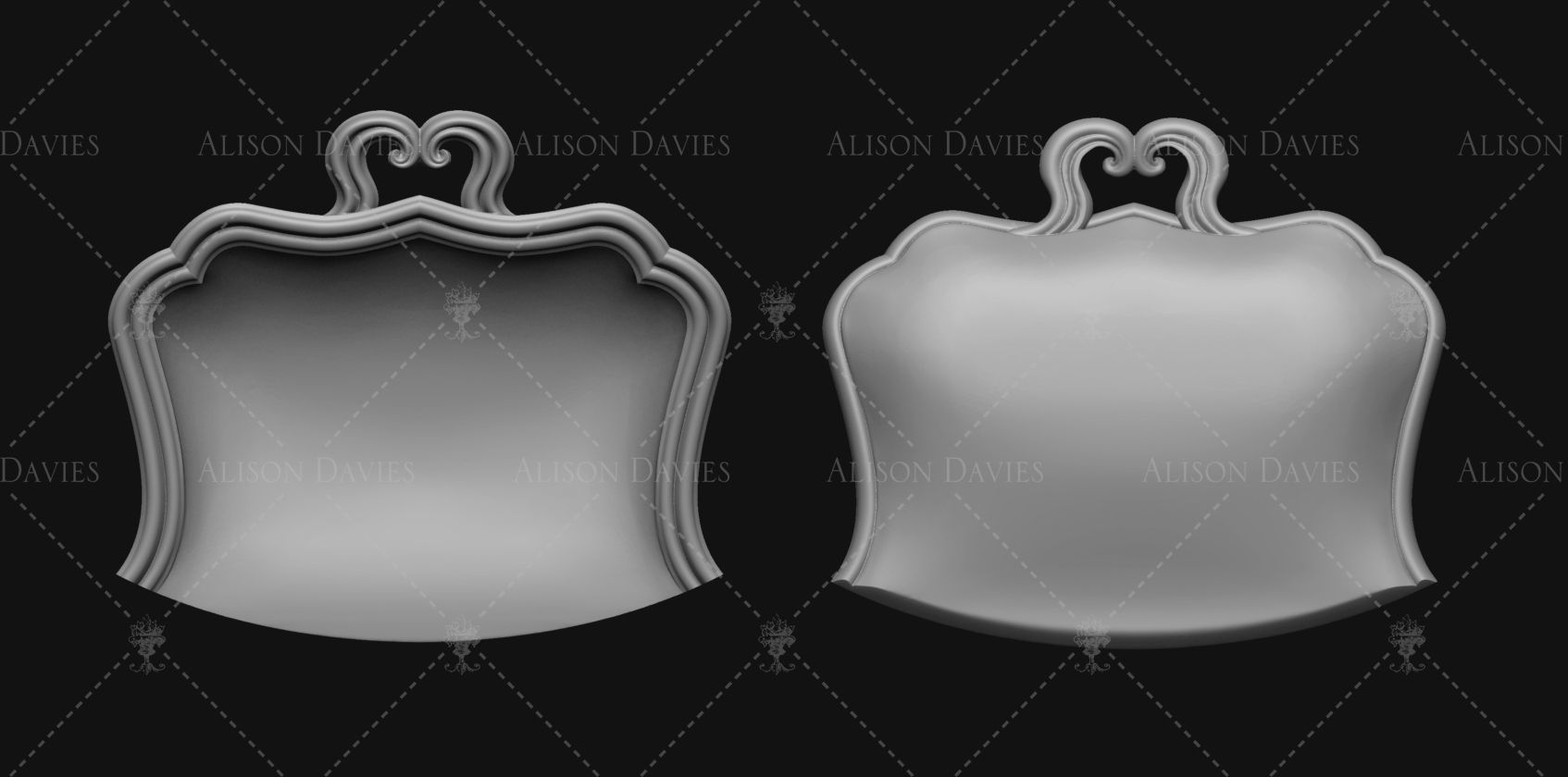 Antique 18th century crumb tray and brush 3D printable file 3D print model_2