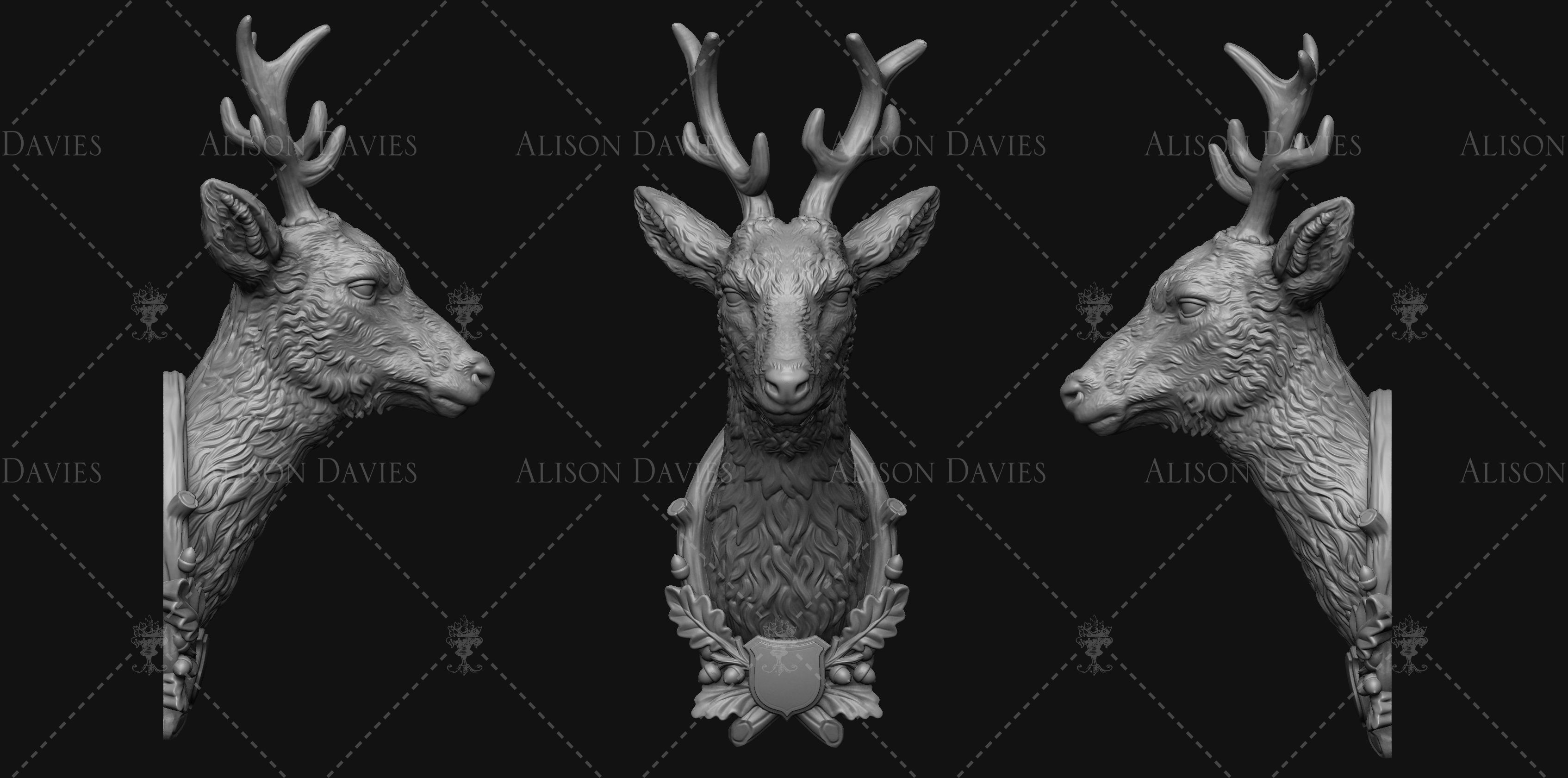 Deer wall mounted model 3D print model 3D print model_1