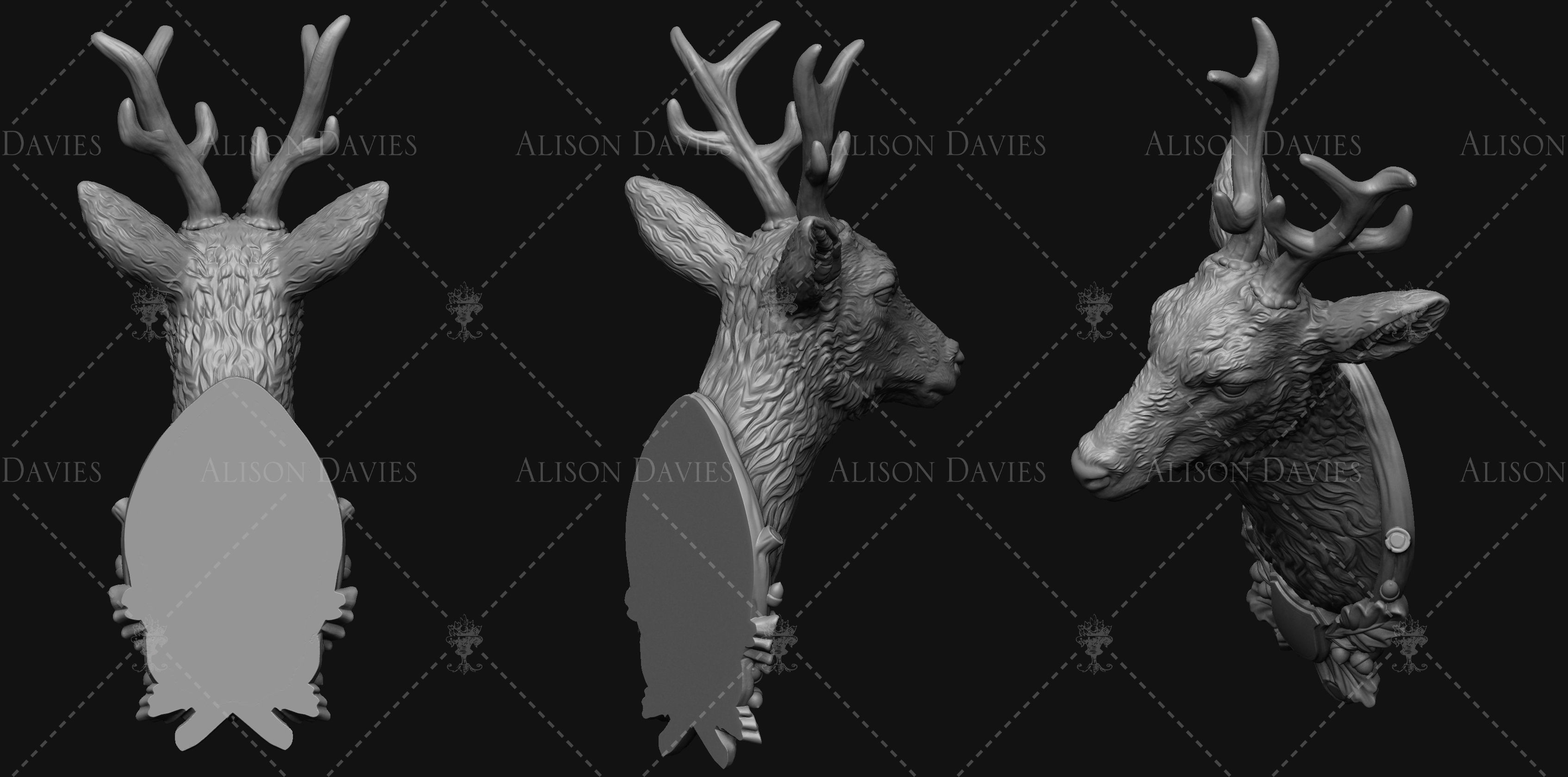 Deer wall mounted model 3D print model 3D print model_3