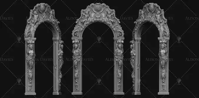 Ornate elaborate door arch fits my Folly 3D print model 3D print model