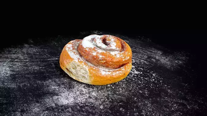 Tasty swirl bun Low-poly 3D model