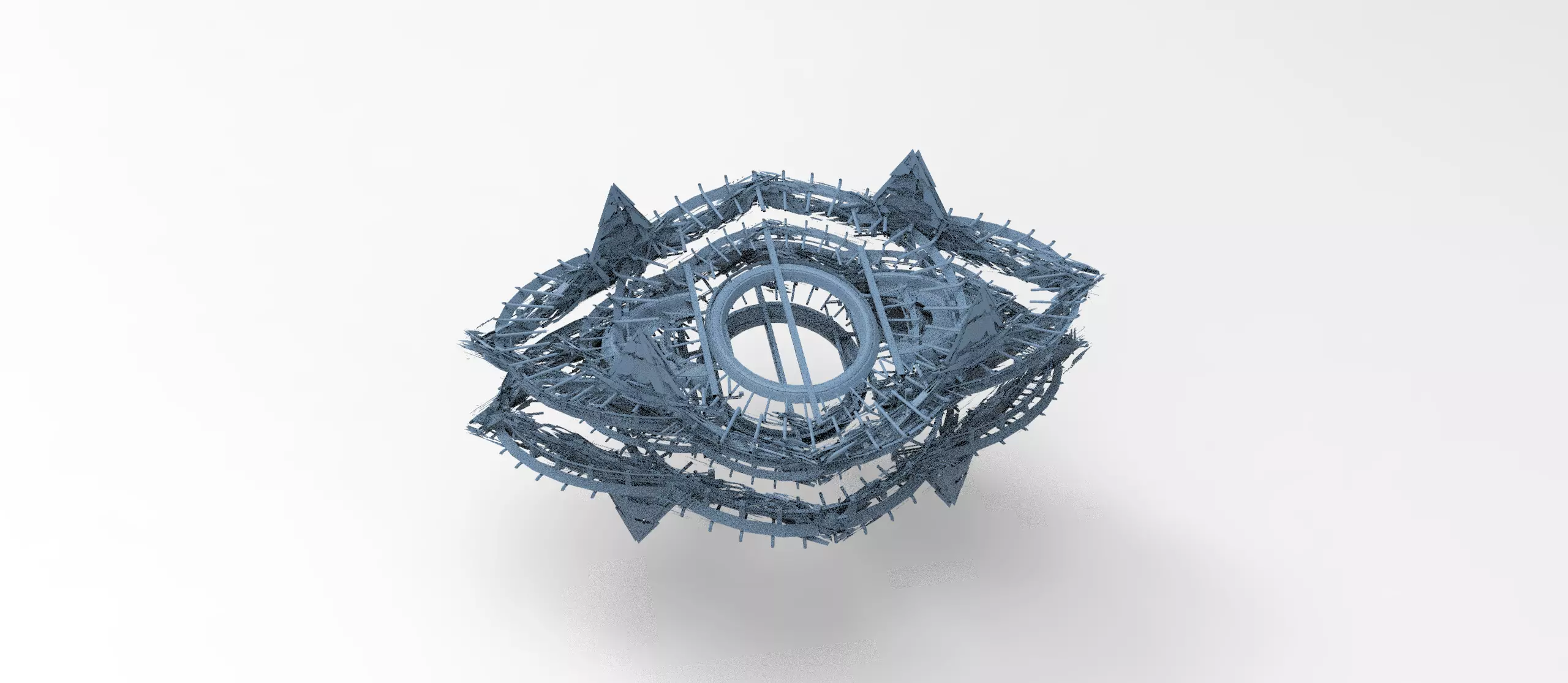 Cyberpunk magma oil rig refinery fire 3D model