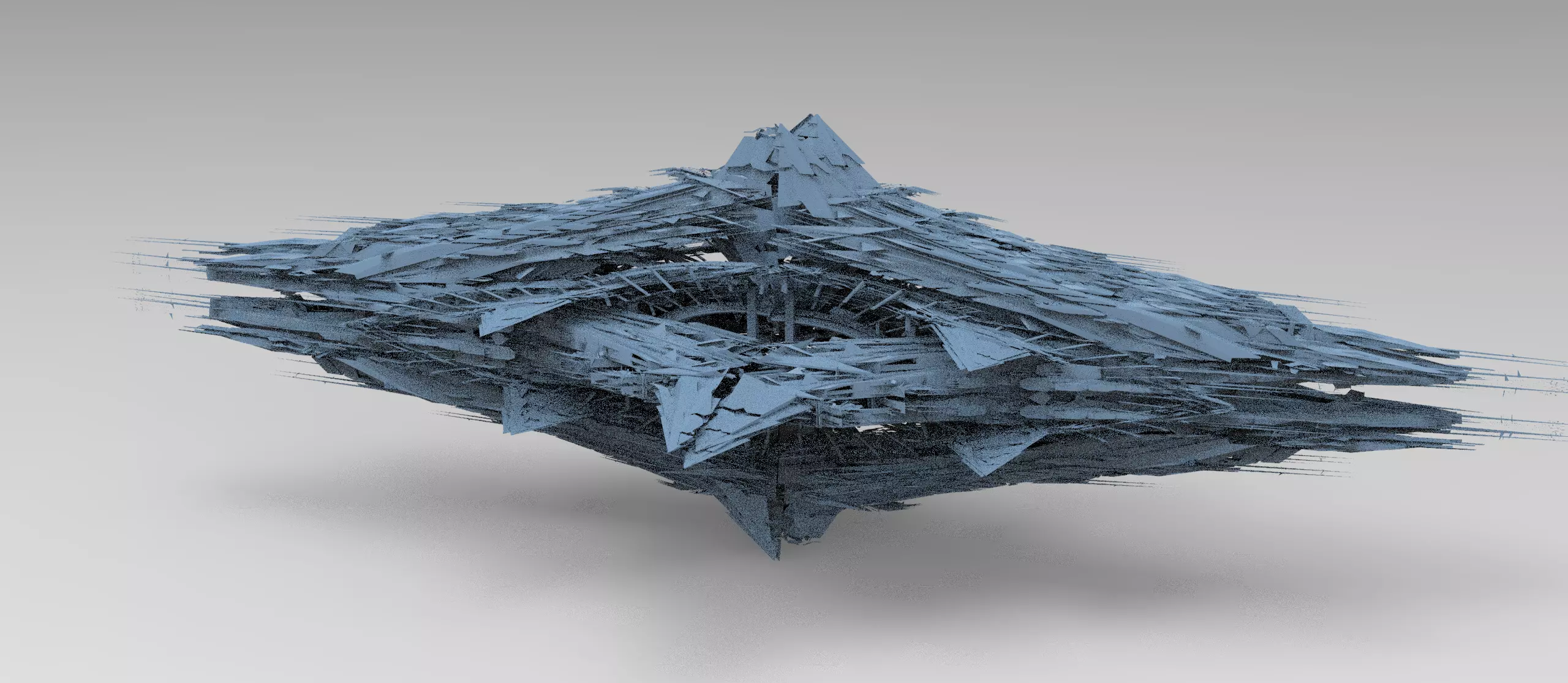 Cyberpunk magma oil rig fountain ship 1 3D model