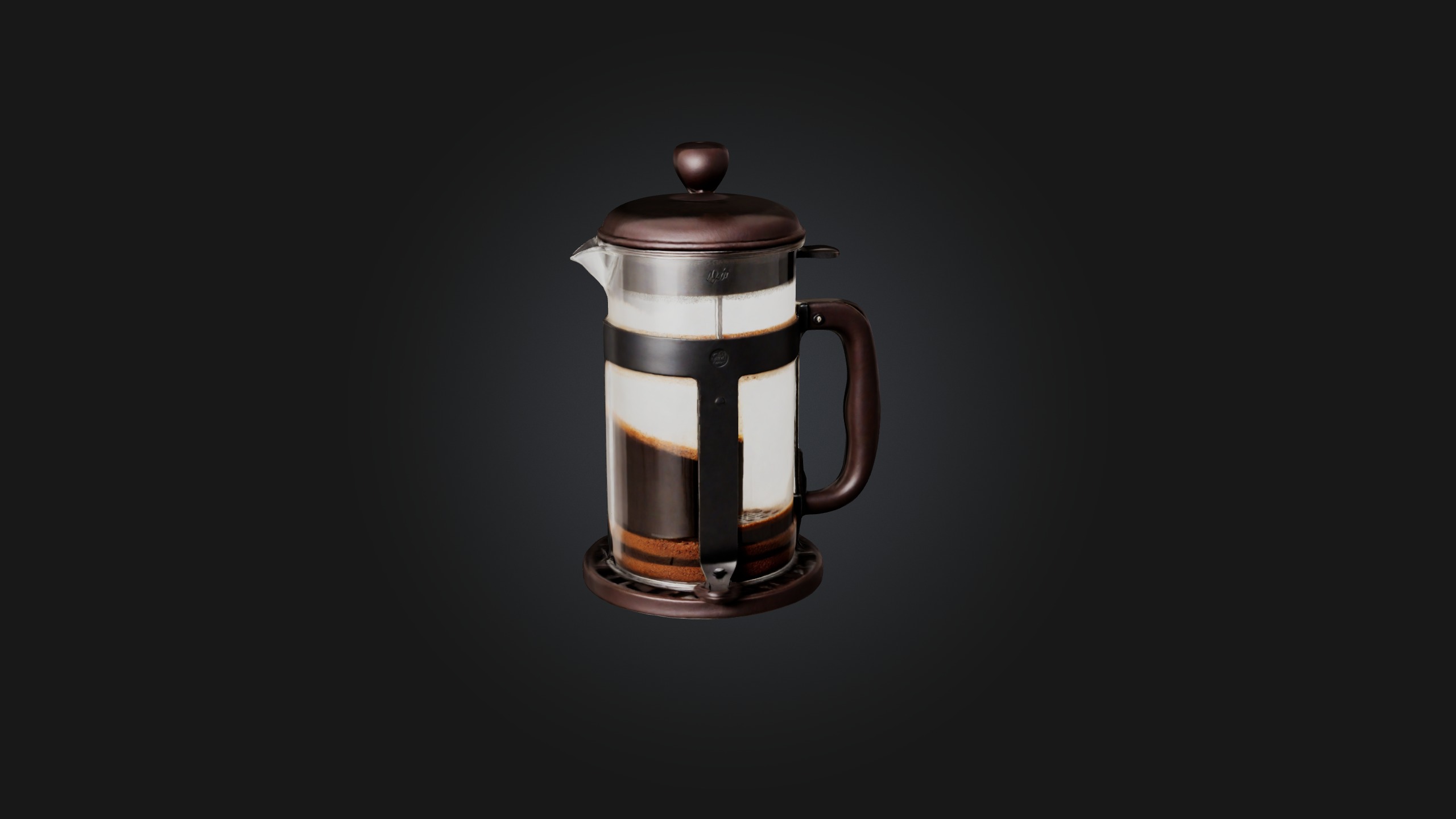 Manual coffee press Low-poly 3D model_2