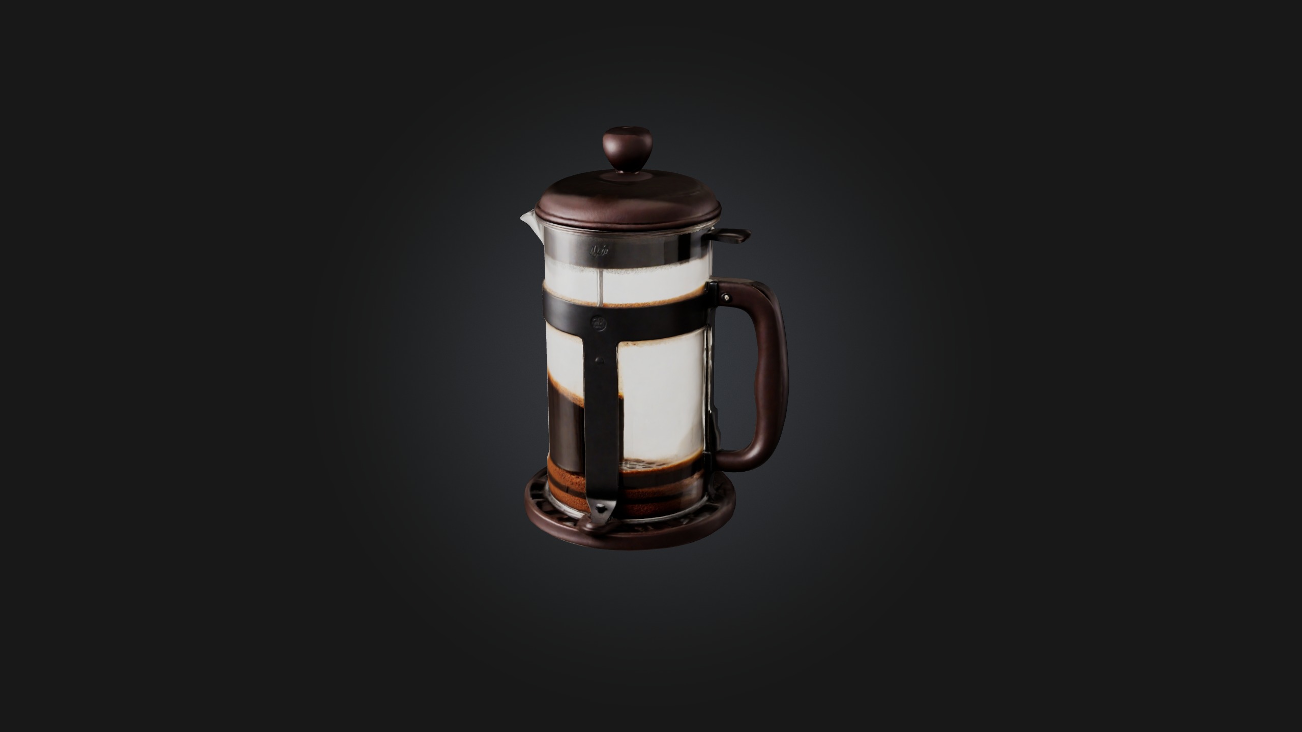 Manual coffee press Low-poly 3D model_1