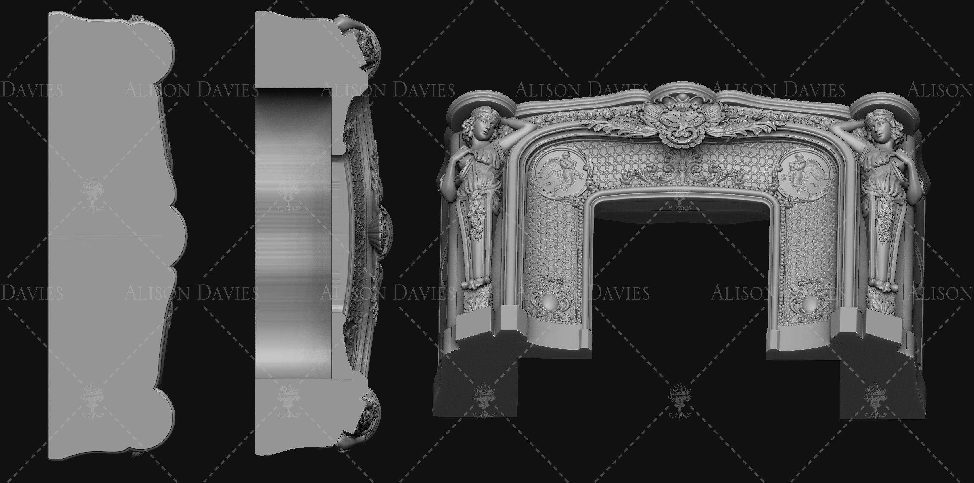 Large impressive French fireplace surround 3D print model 3D print model_2