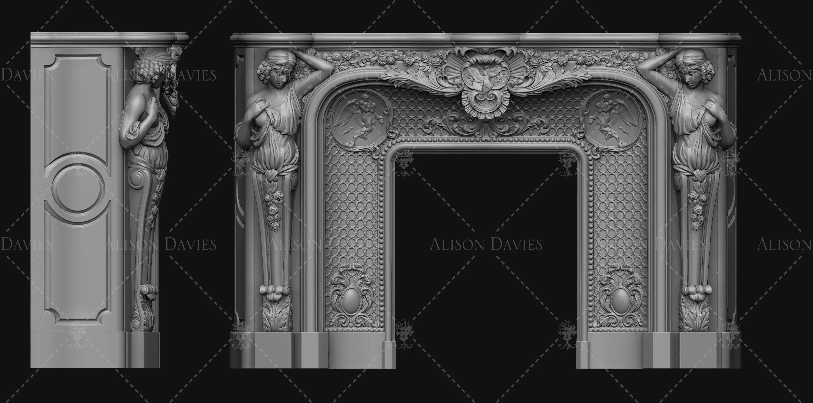 Large impressive French fireplace surround 3D print model 3D print model_0