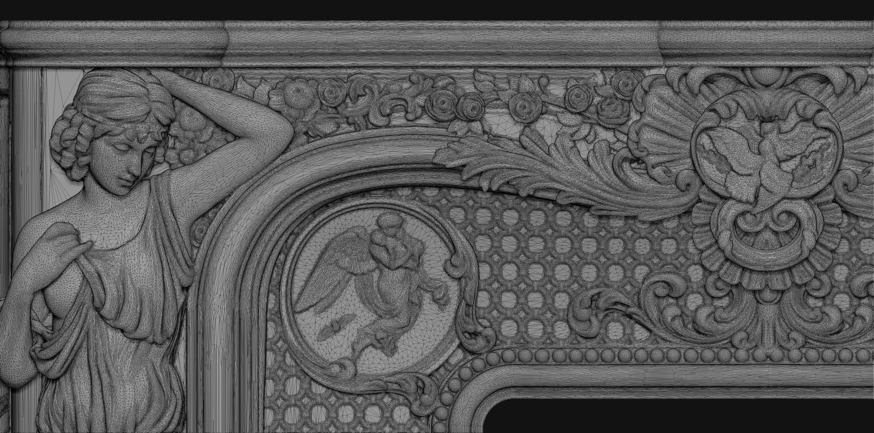 Large impressive French fireplace surround 3D print model 3D print model_4