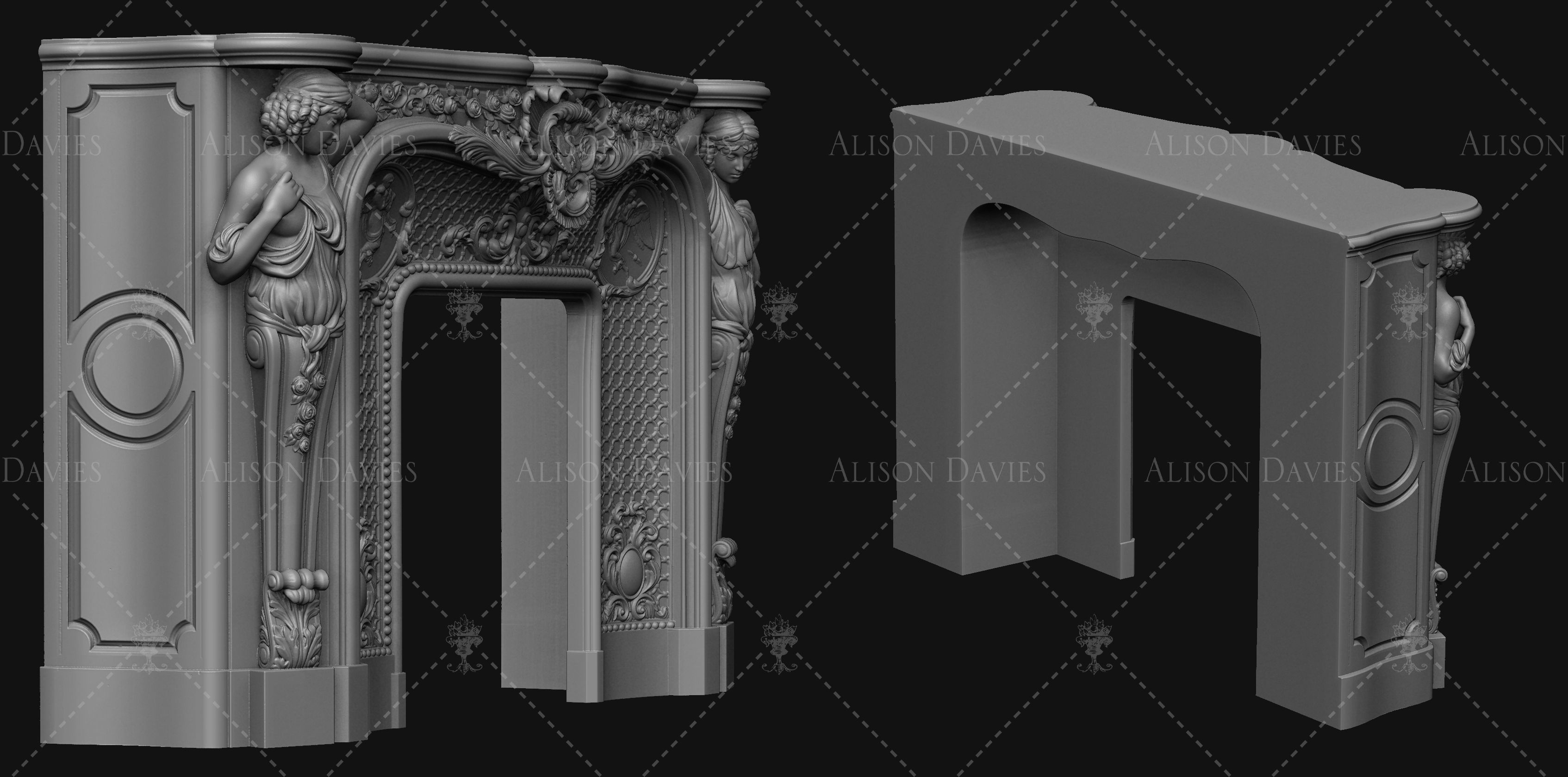 Large impressive French fireplace surround 3D print model 3D print model_1