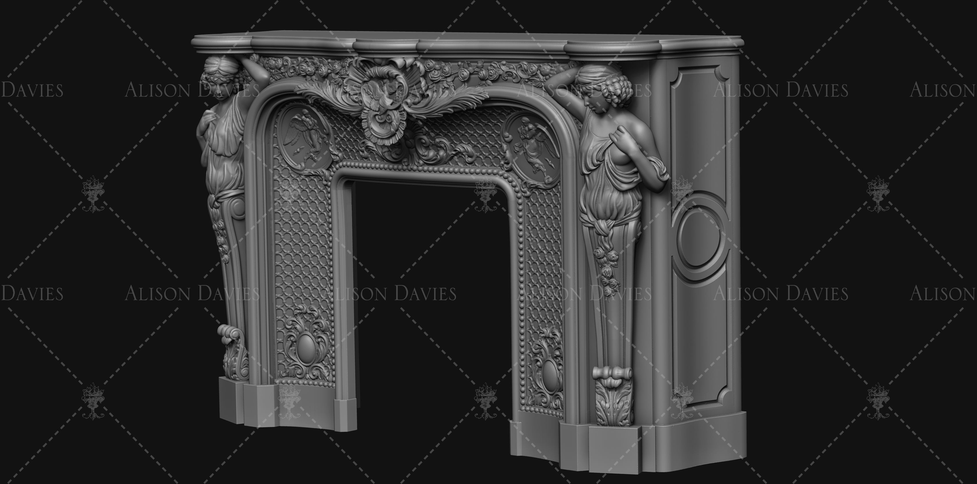 Large impressive French fireplace surround 3D print model 3D print model_6