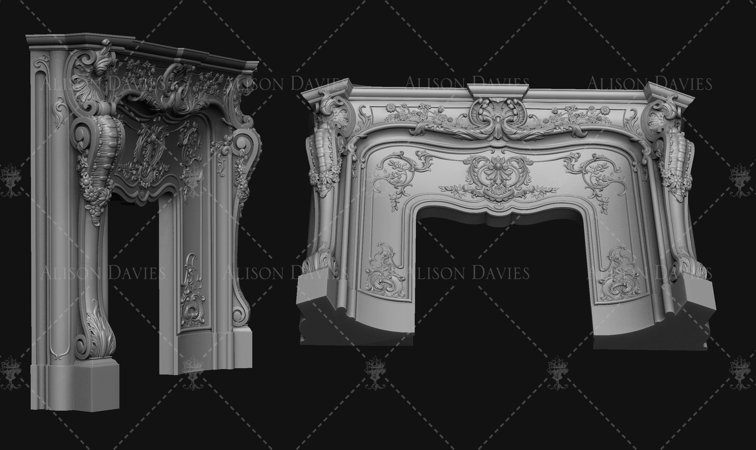 Pretty French Fireplace  Printable 3D model 3D print model_2