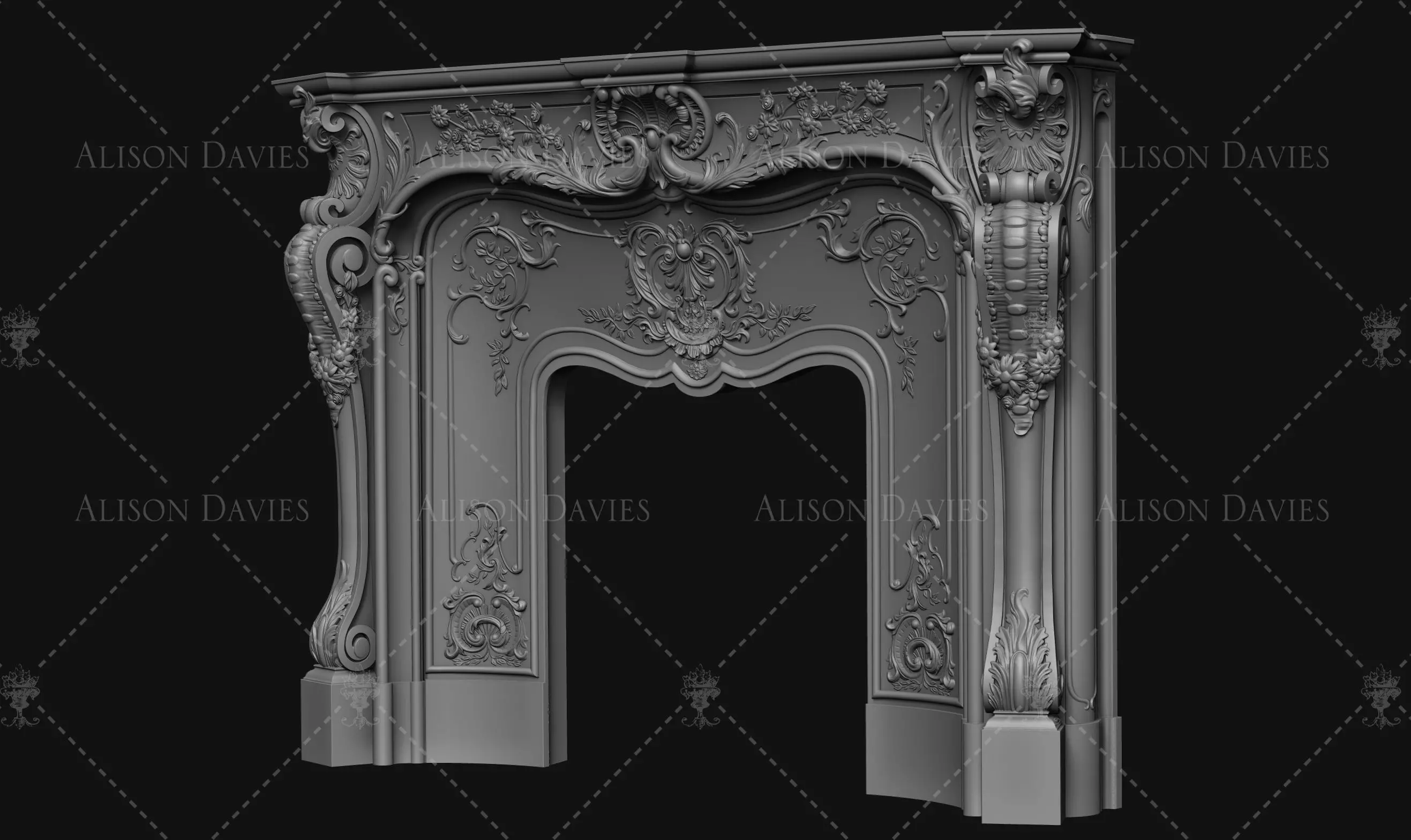 Pretty French Fireplace  Printable 3D model 3D print model_0