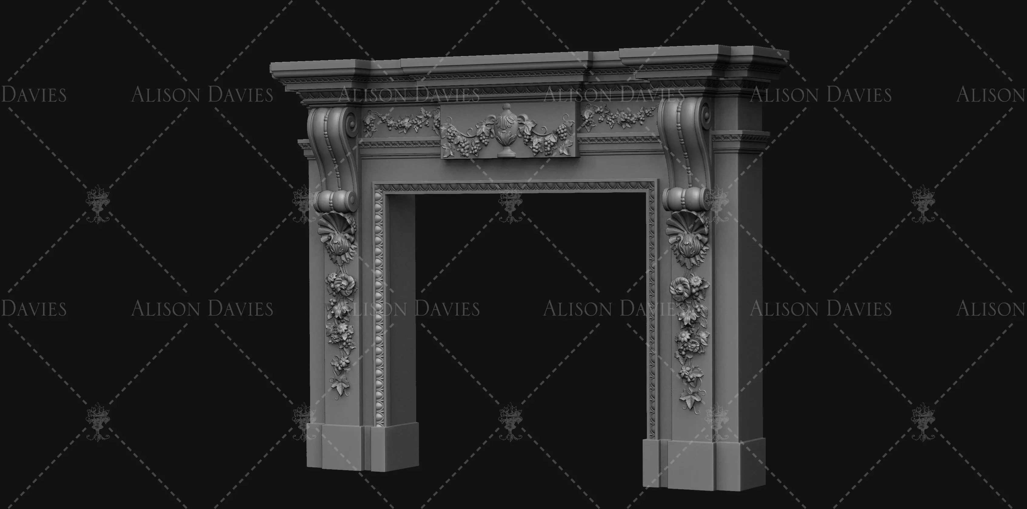 Beautiful French Fire Surround 3D print model 3D print model_0