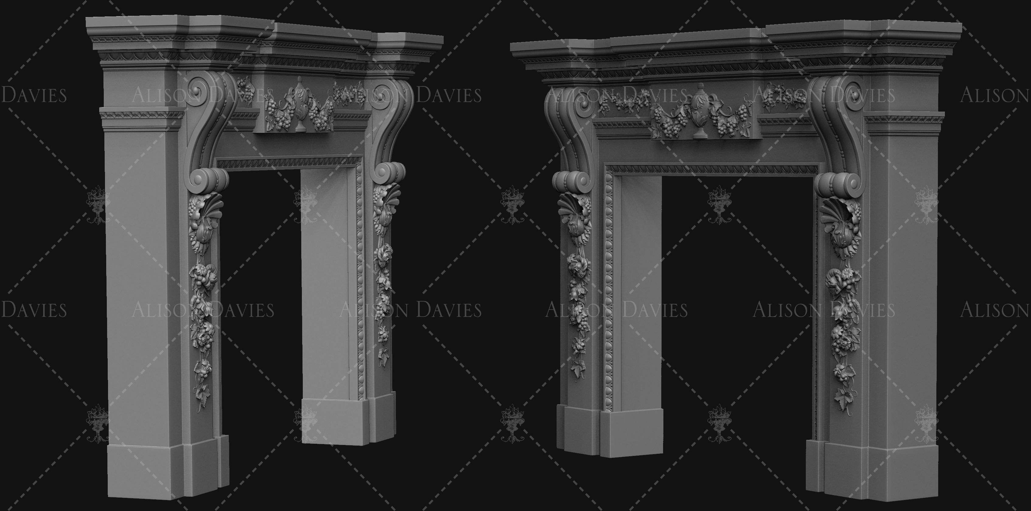 Beautiful French Fire Surround 3D print model 3D print model_2