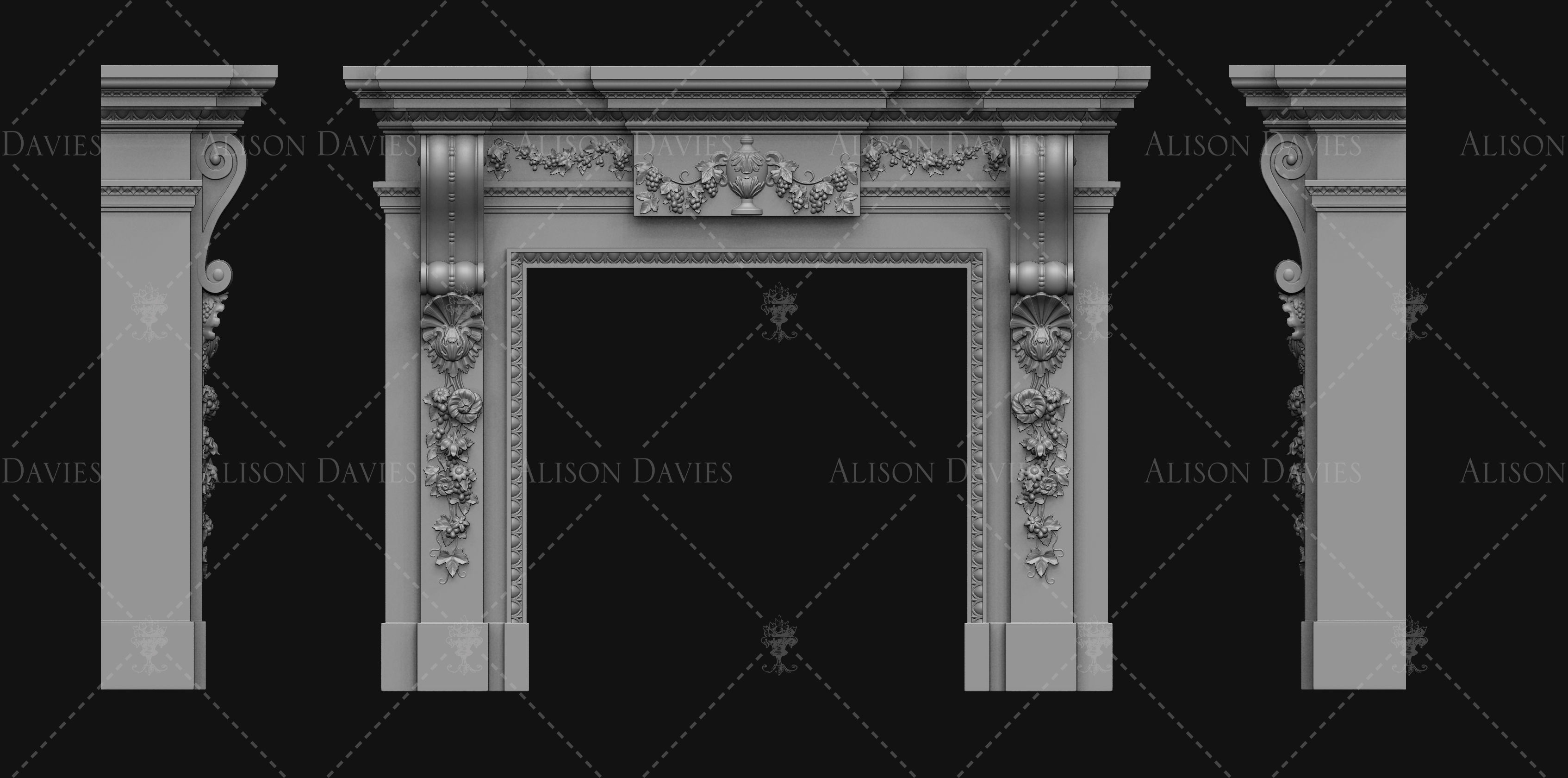 Beautiful French Fire Surround 3D print model 3D print model_1