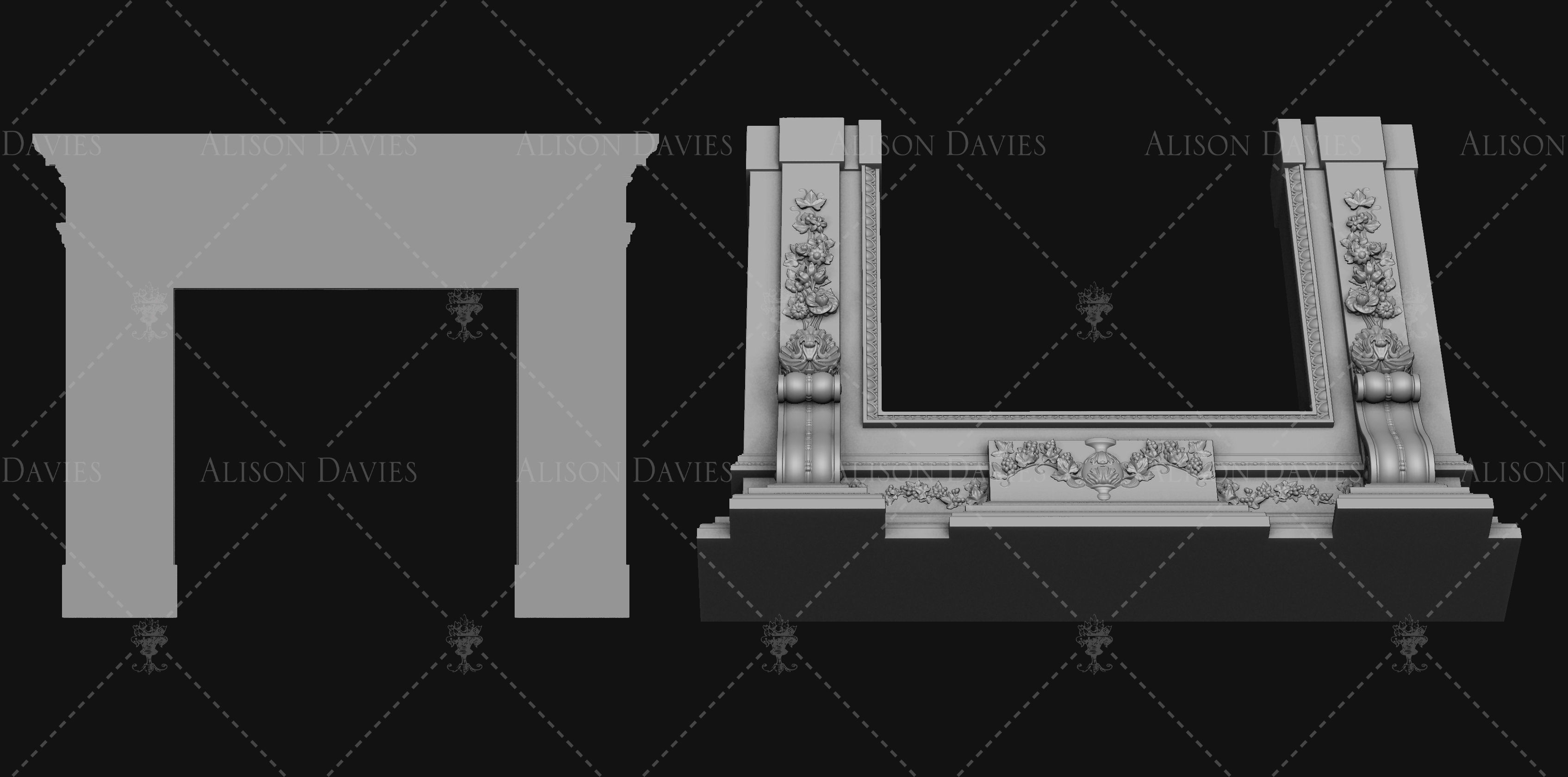Beautiful French Fire Surround 3D print model 3D print model_3