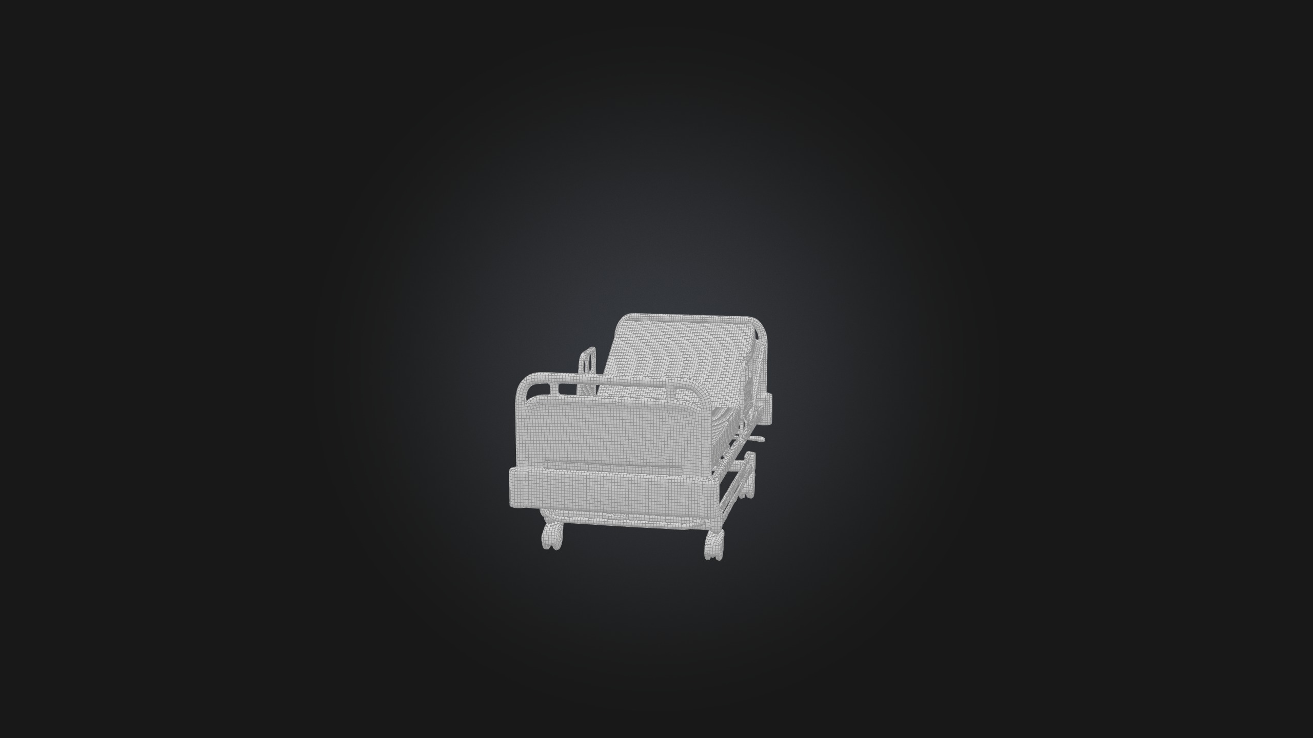 Hospital Bed Low-poly 3D model_2