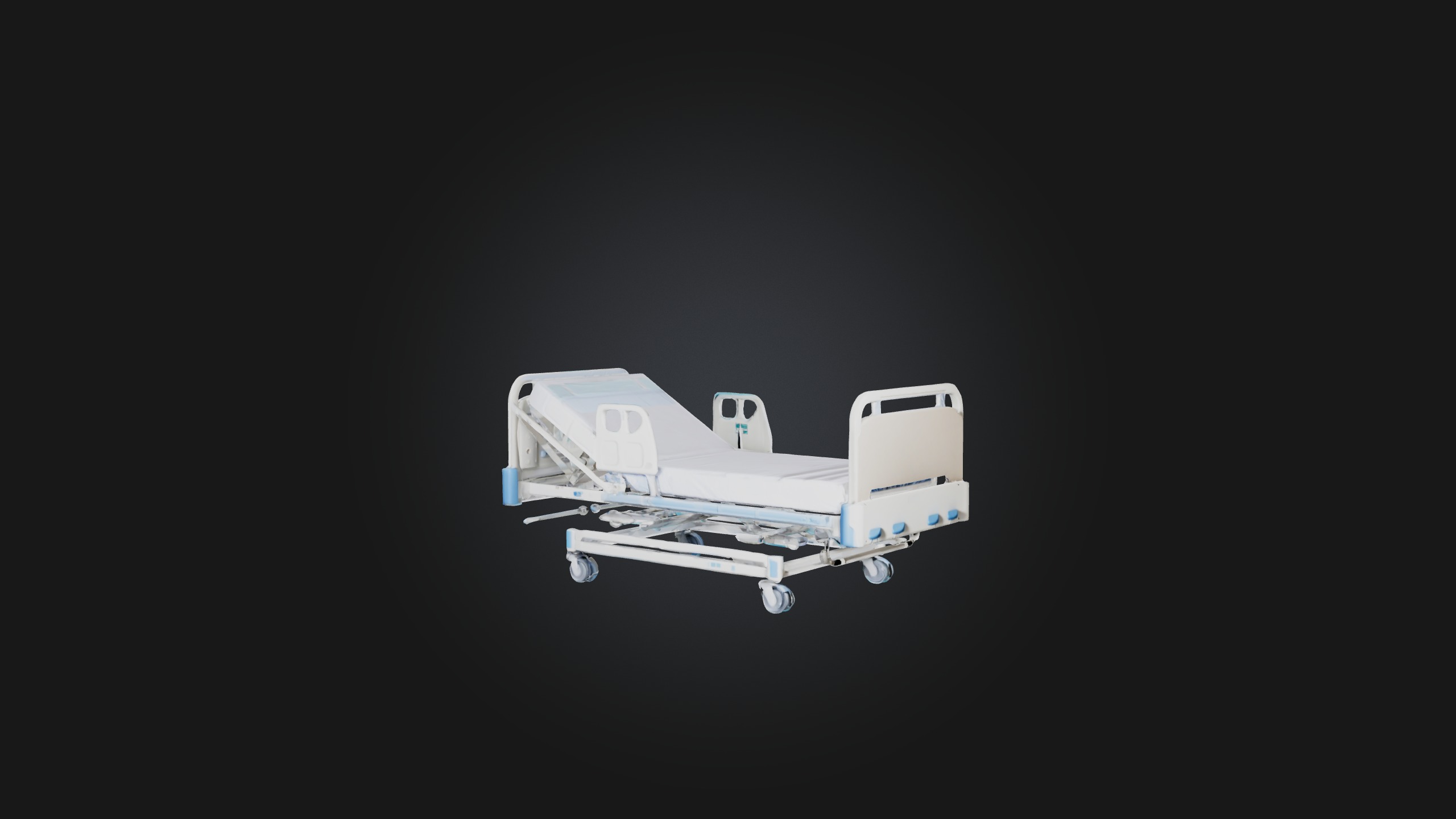 Hospital Bed Low-poly 3D model_4
