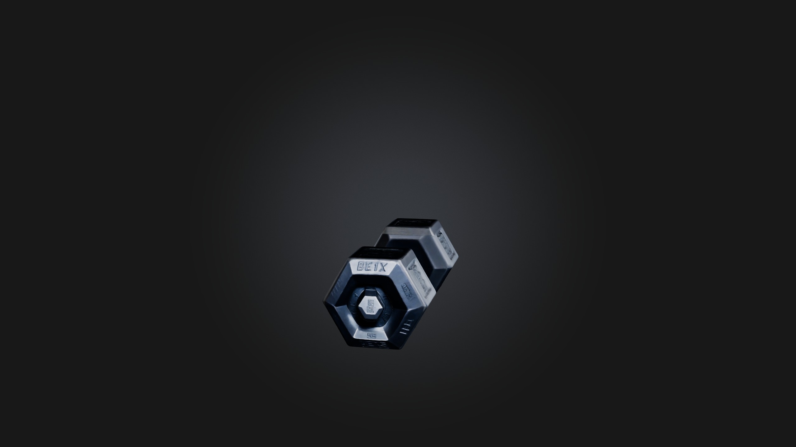 Hex Dumbell Low-poly 3D model_6