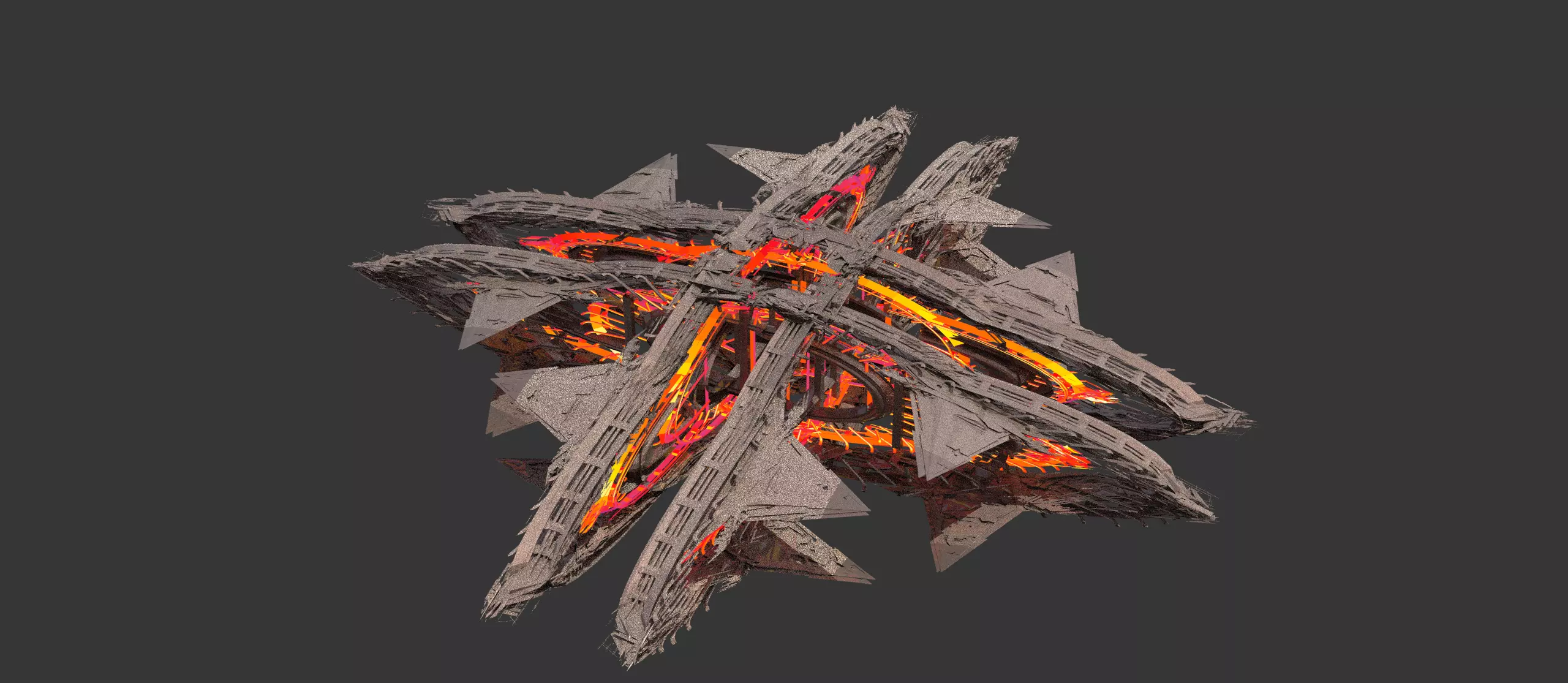 Cyberpunk magma oil rig fountain 3 3D model