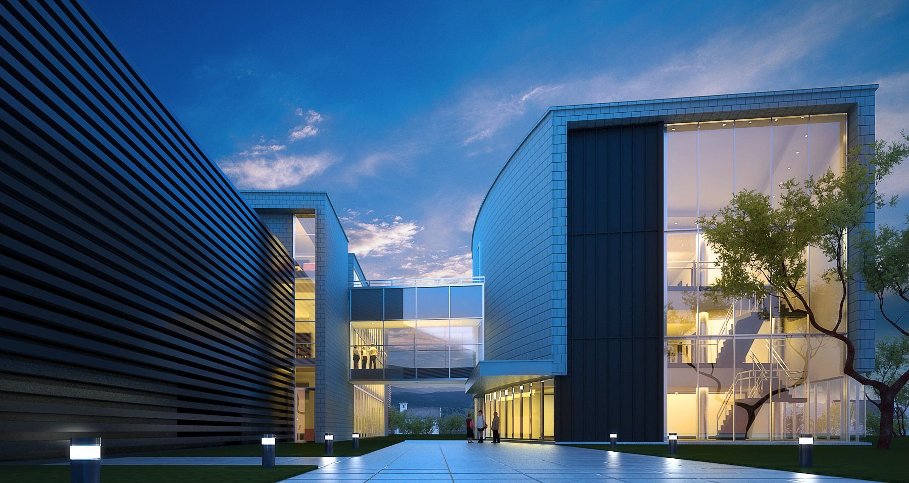 Modern Glass Office Building 3D Model