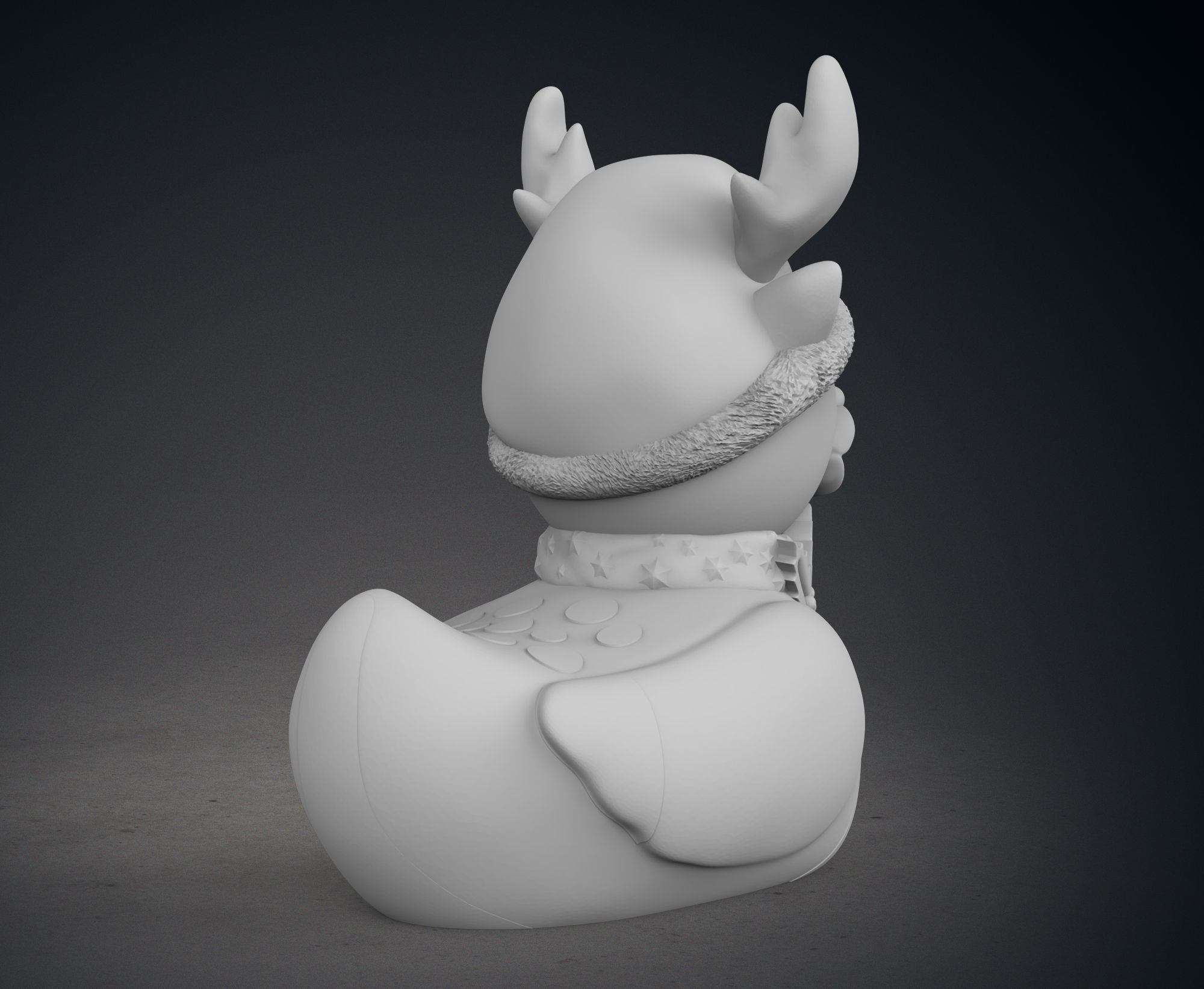 Cute Raindeer Rubber Duck with Christmas Themed Scarf and Hood 3D print model_7