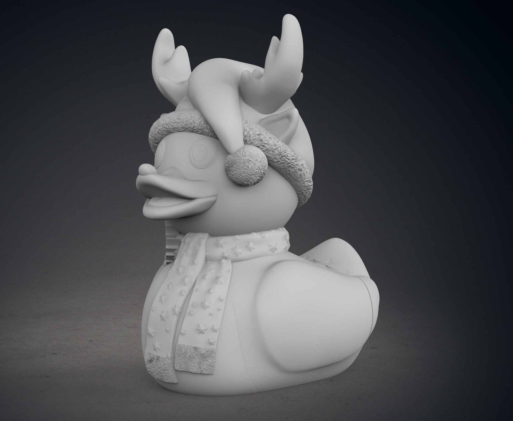 Cute Raindeer Rubber Duck with Christmas Themed Scarf and Hood 3D print model_3