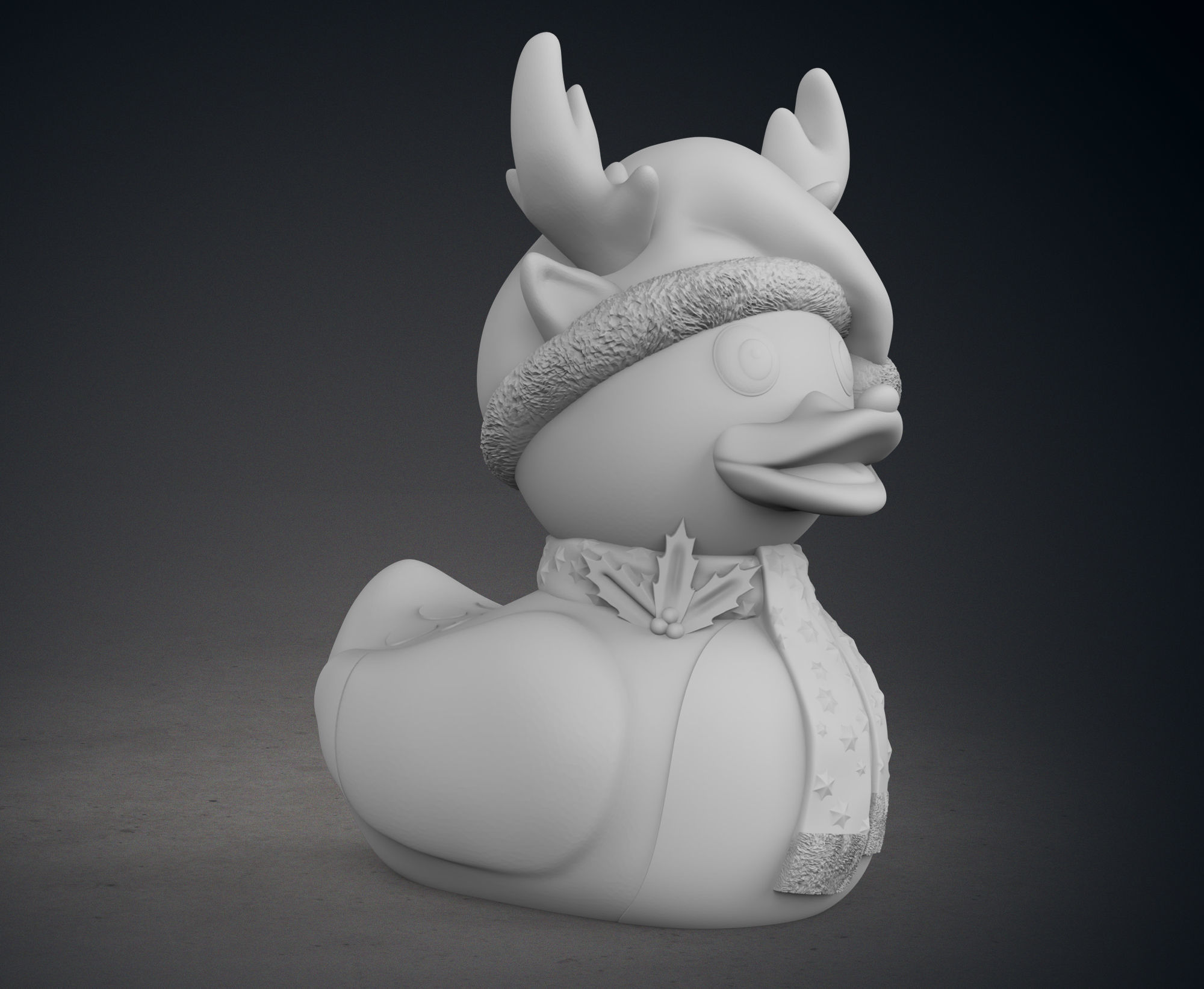 Cute Raindeer Rubber Duck with Christmas Themed Scarf and Hood 3D print model_9